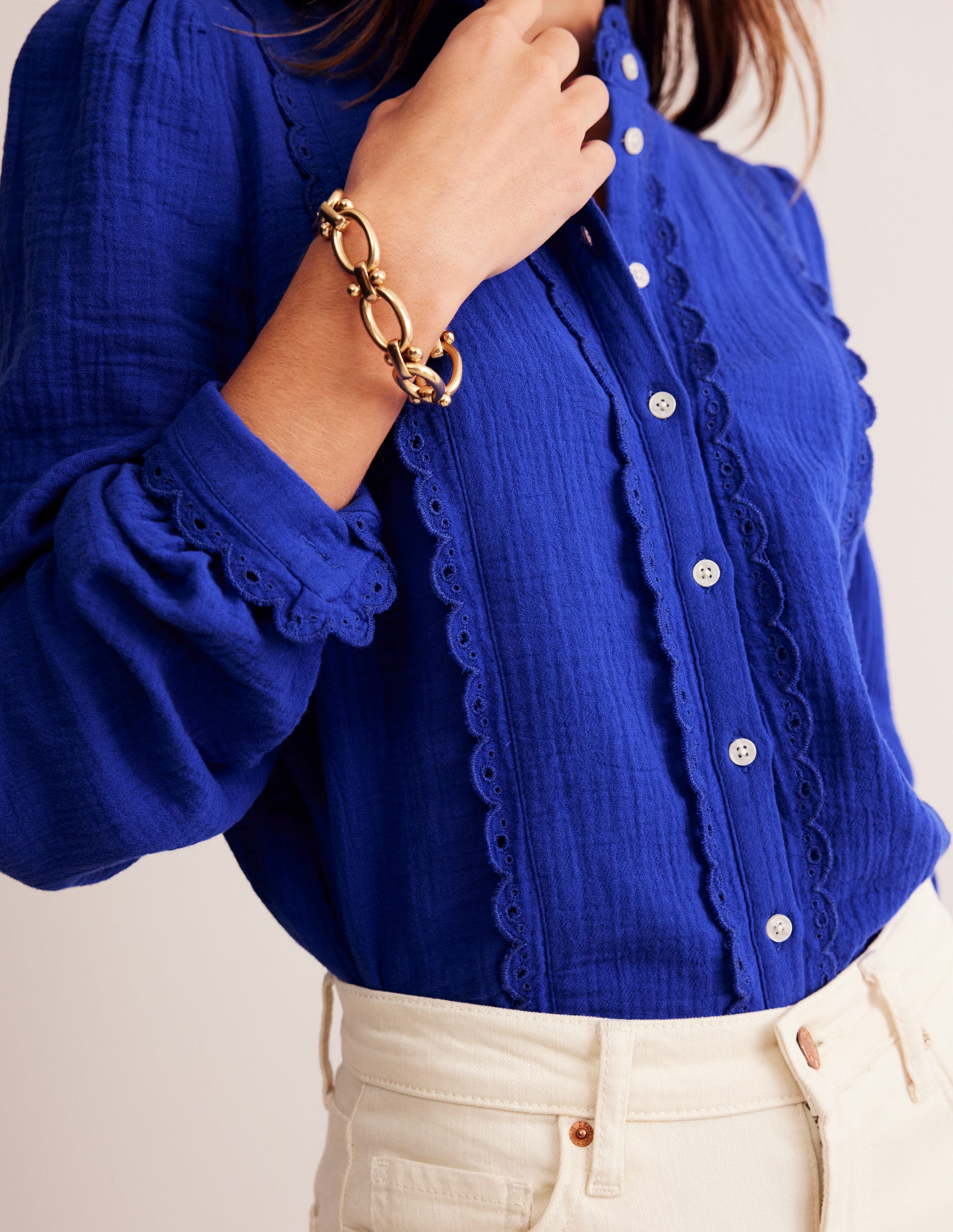 Blouse festonnée double-étoffe-Black - Image 2