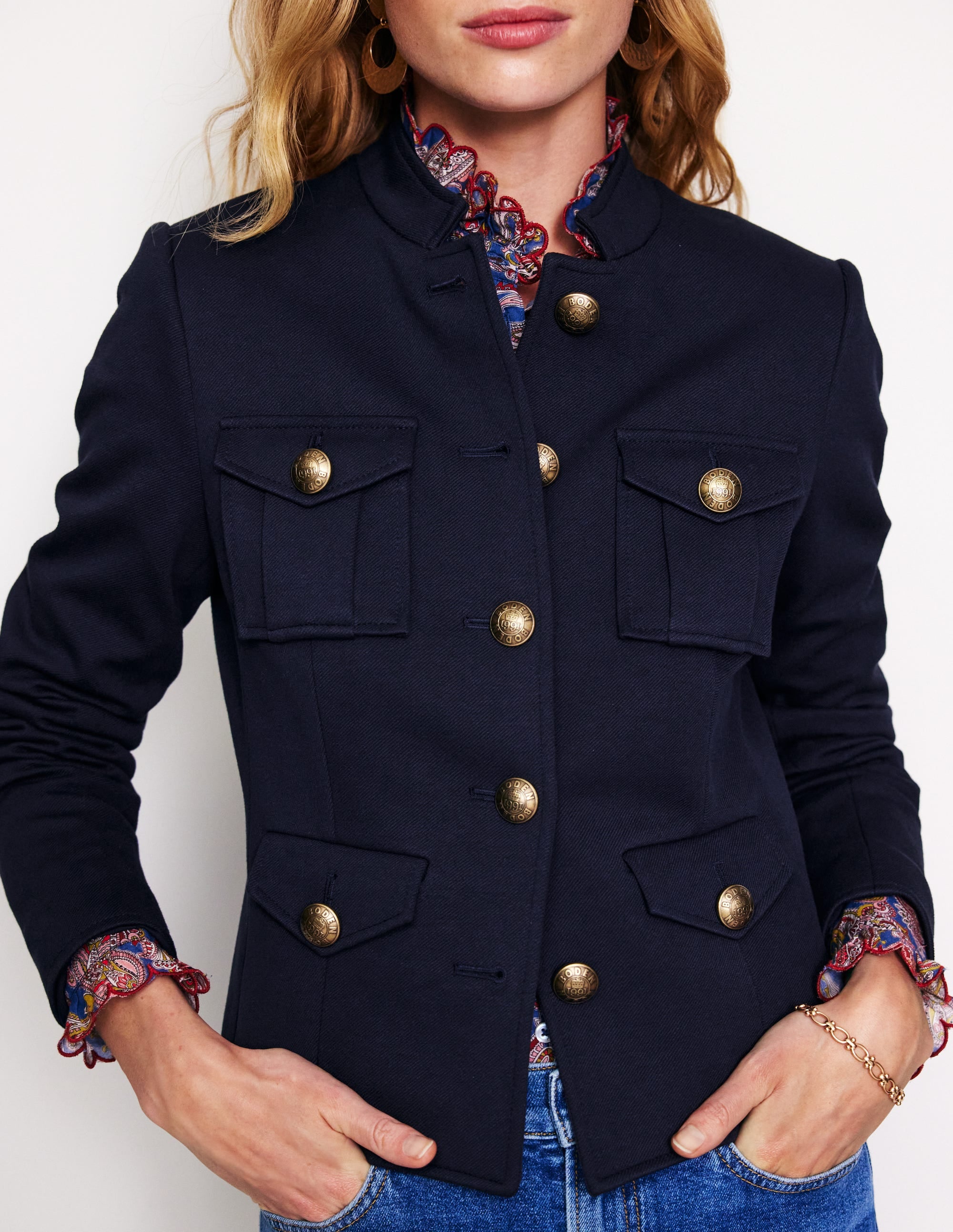 Ponte-Jacke im Militärstil-Aqua Marine Marl - Image 2