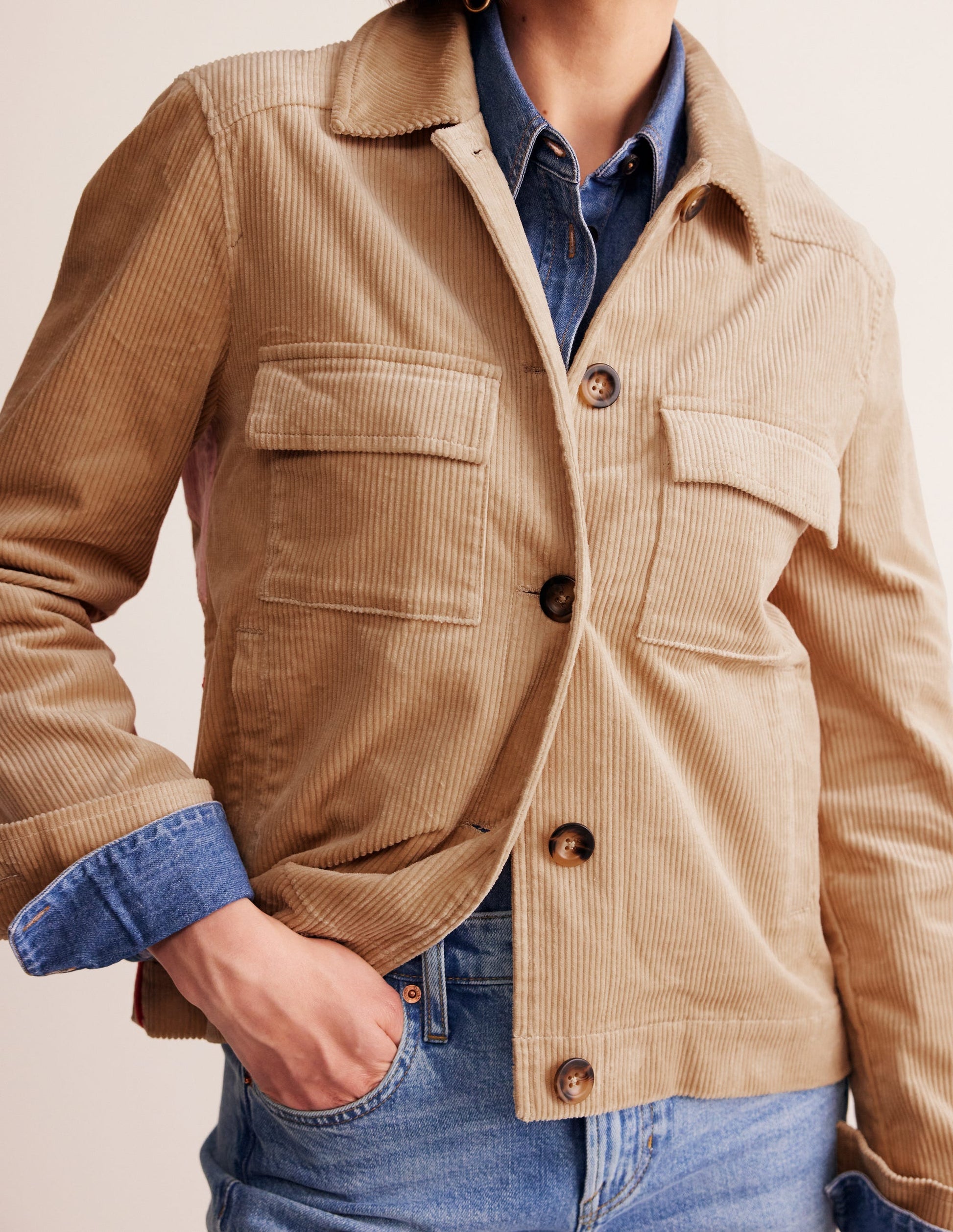 Veste en velours côtelé-Soleil appliqué-3
