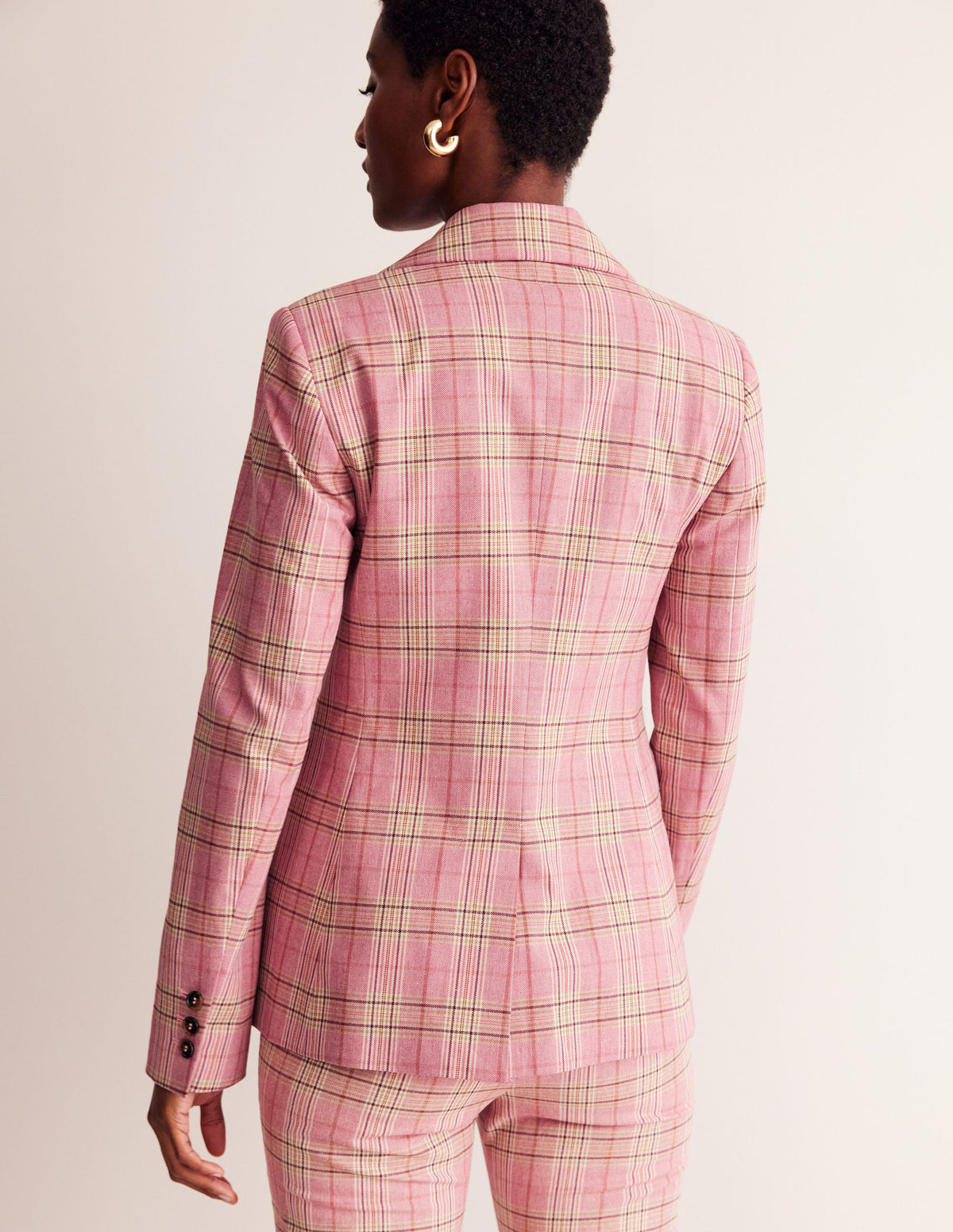 Marylebone Baumwollblazer-Pink Kariert-3