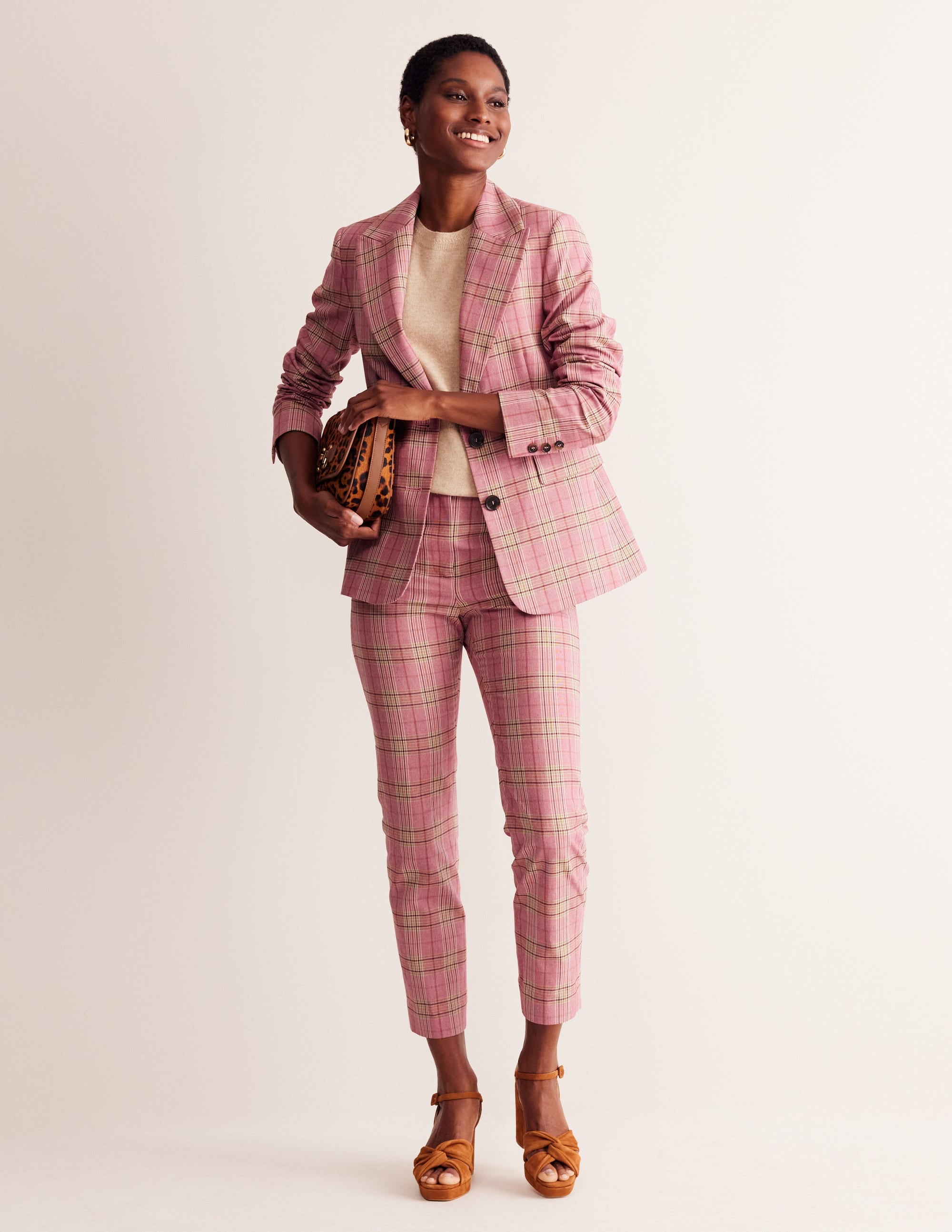 Marylebone Baumwollblazer-Pink Kariert - Image 4