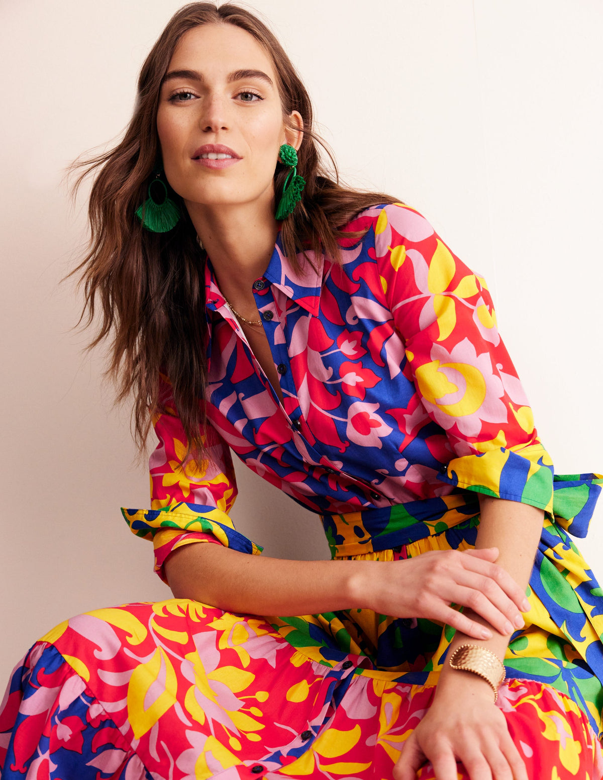 Robe-chemise midi Flo en coton-Tulipe abstraite, pêle-mêle - Image 3