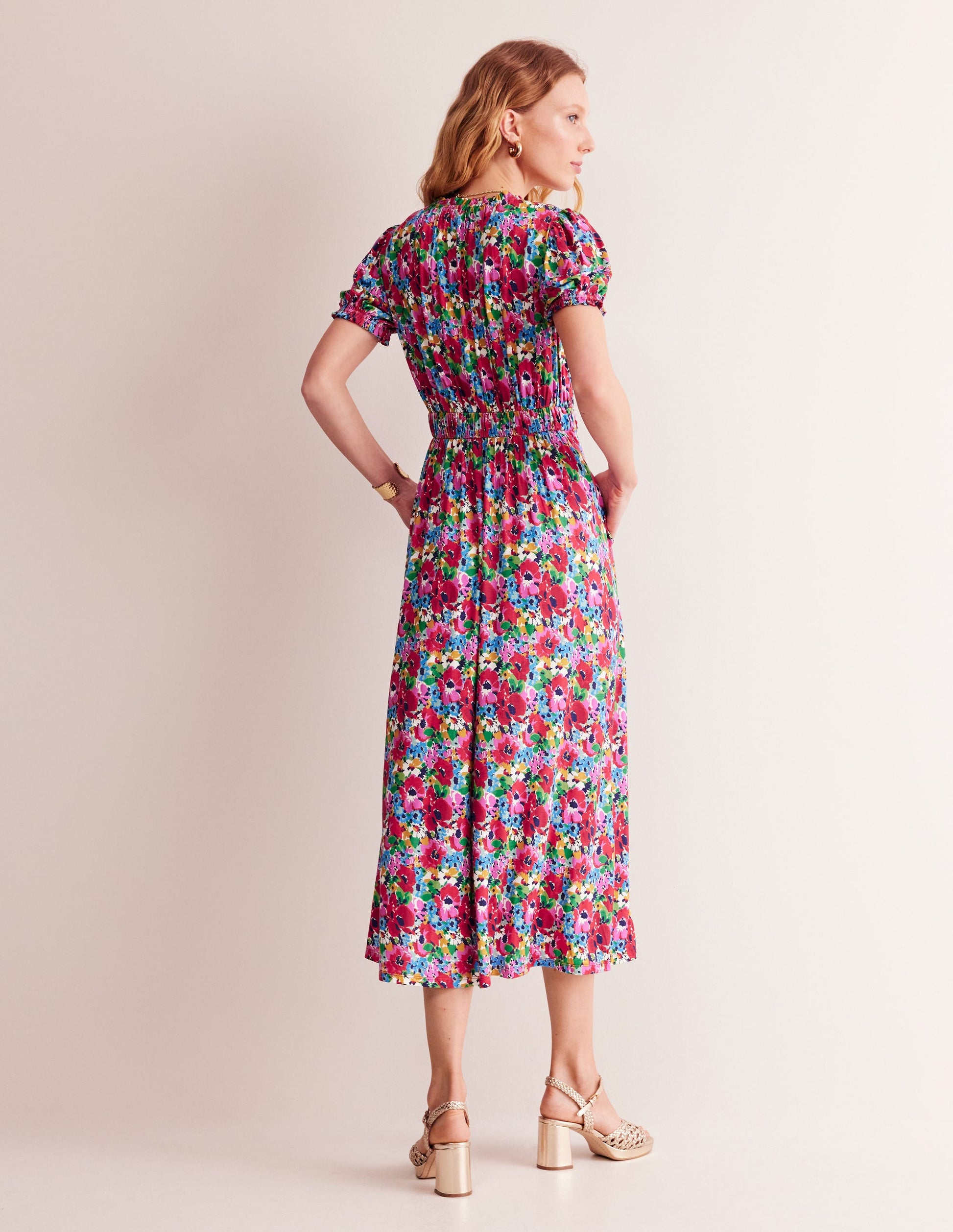 Rosanna Midi-Teekleid aus Jersey-Beacon Monkey Palm-3