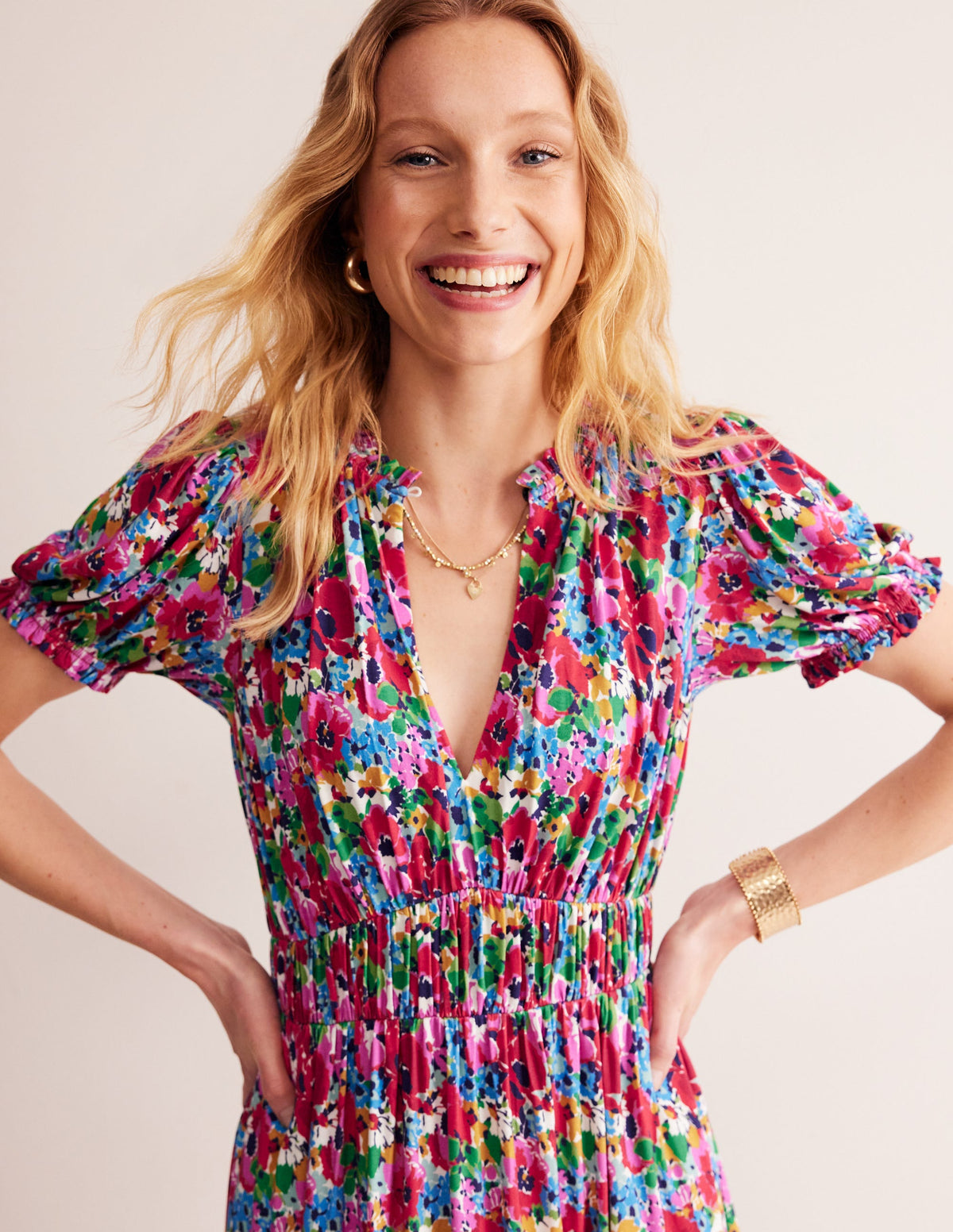Rosanna Midi-Teekleid aus Jersey-Beacon Monkey Palm - Image 4