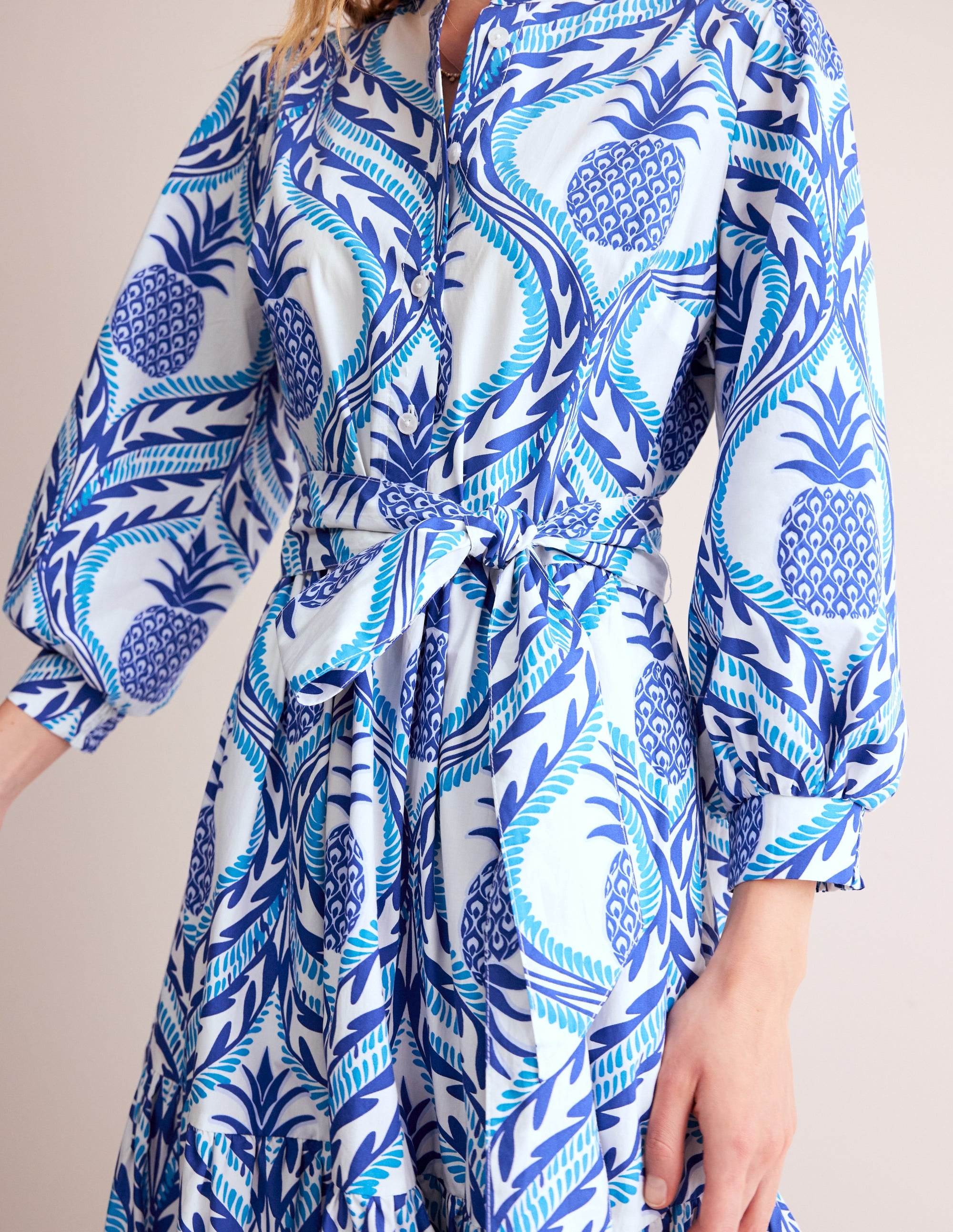 Alba Gestuftes Maxikleid aus Baumwolle-Surf The Web, Ananas Welle - Image 2