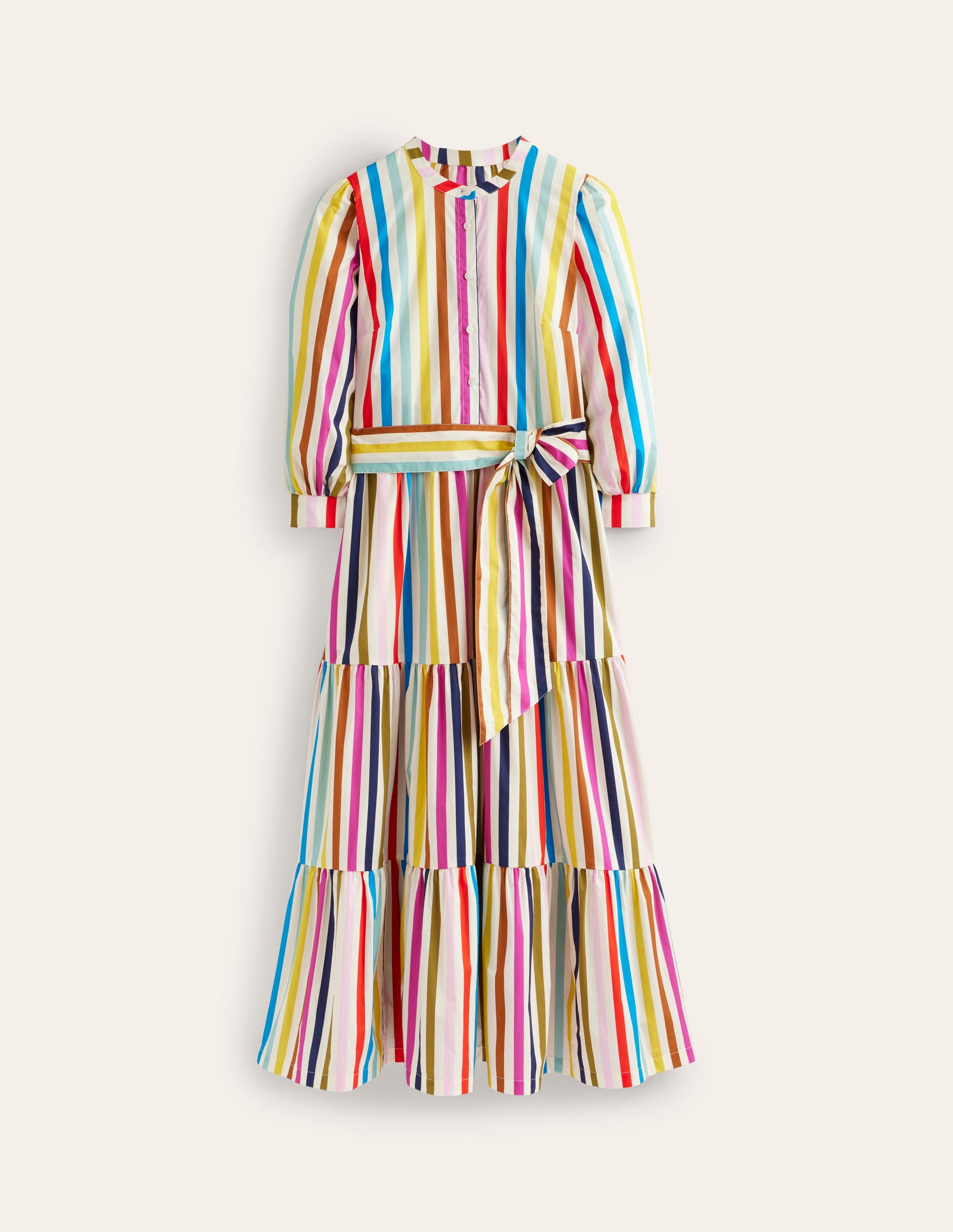 Alba Tiered Cotton Maxi Dress-Multistripe-8