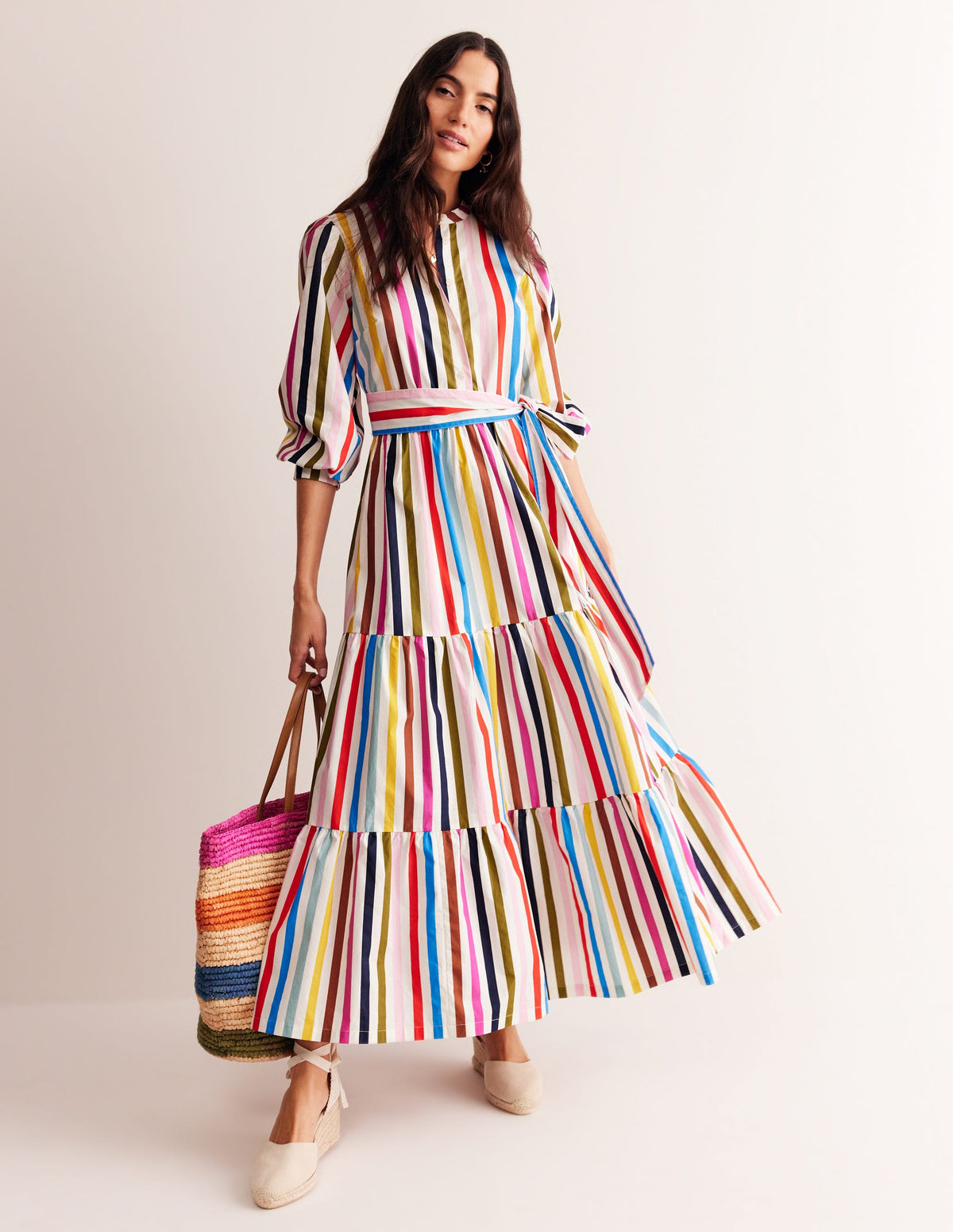 Alba Tiered Cotton Maxi Dress-Multistripe-5
