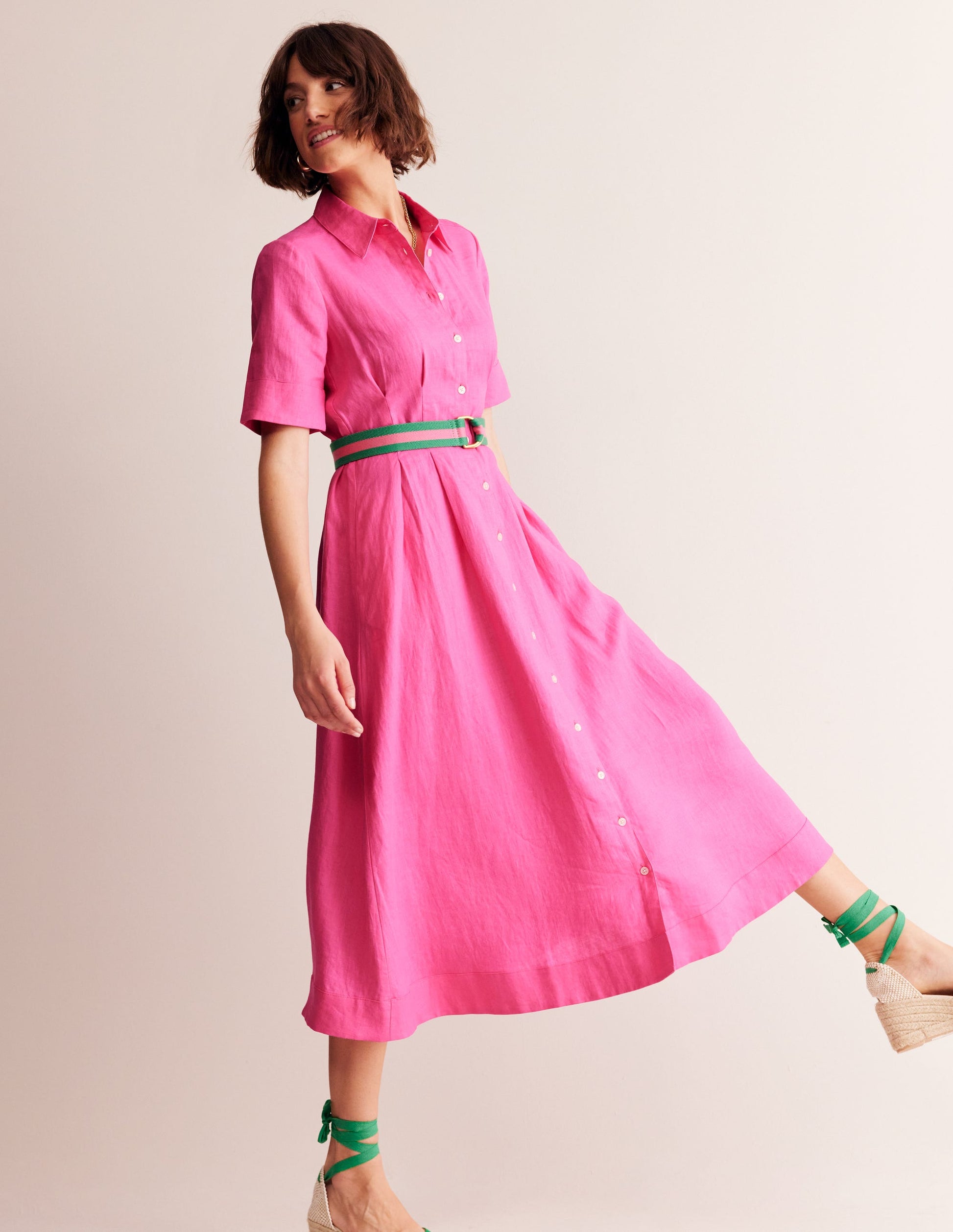 Robe-chemise midi Louise en lin-Beacon-1