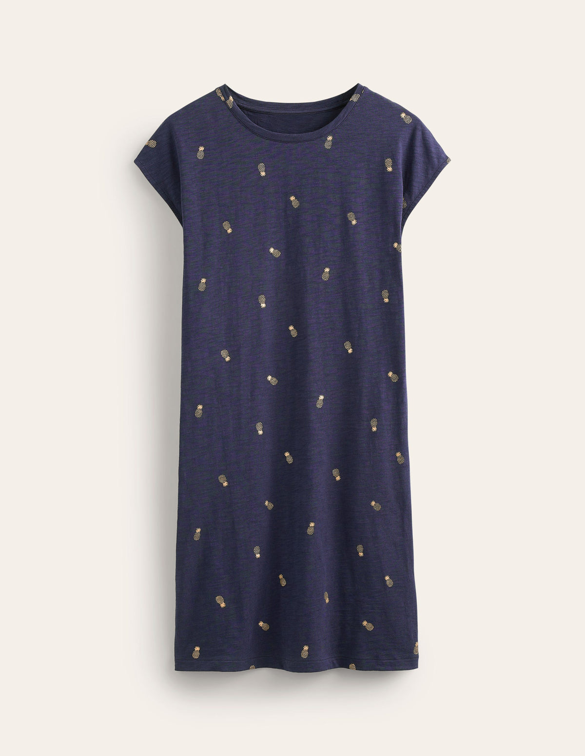 Robe T-shirt Leah en jersey-Bleu marine foncé, ananas métallisé-6