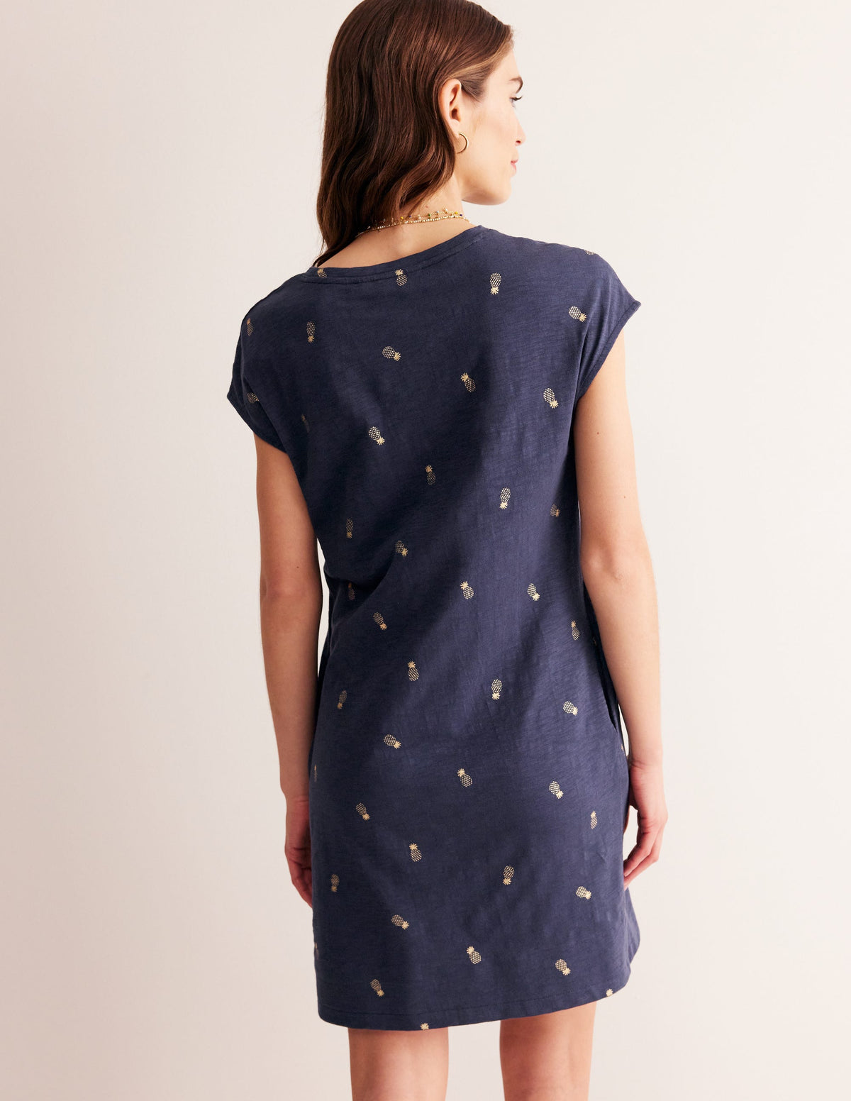 Robe T-shirt Leah en jersey-Bleu marine foncé, ananas métallisé - Image 3