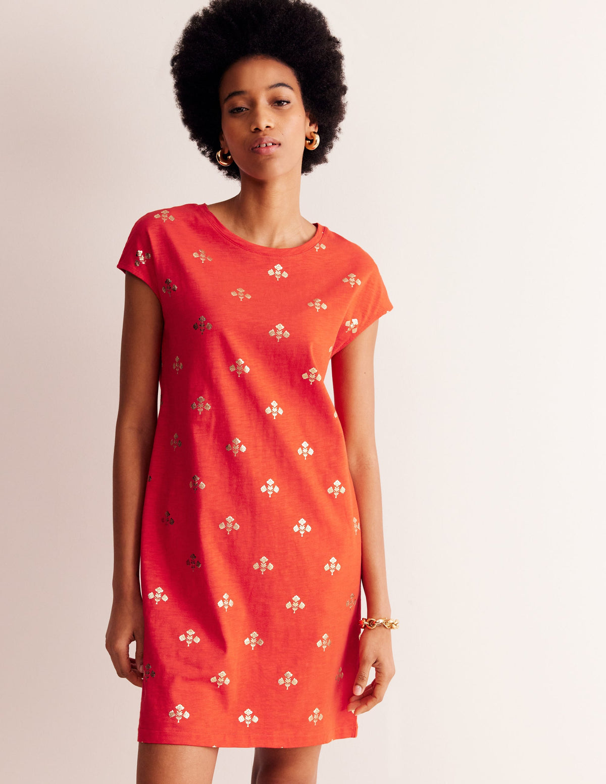 Robe T-shirt Leah en jersey-Flamme écarlate, motif Passion Stem-1