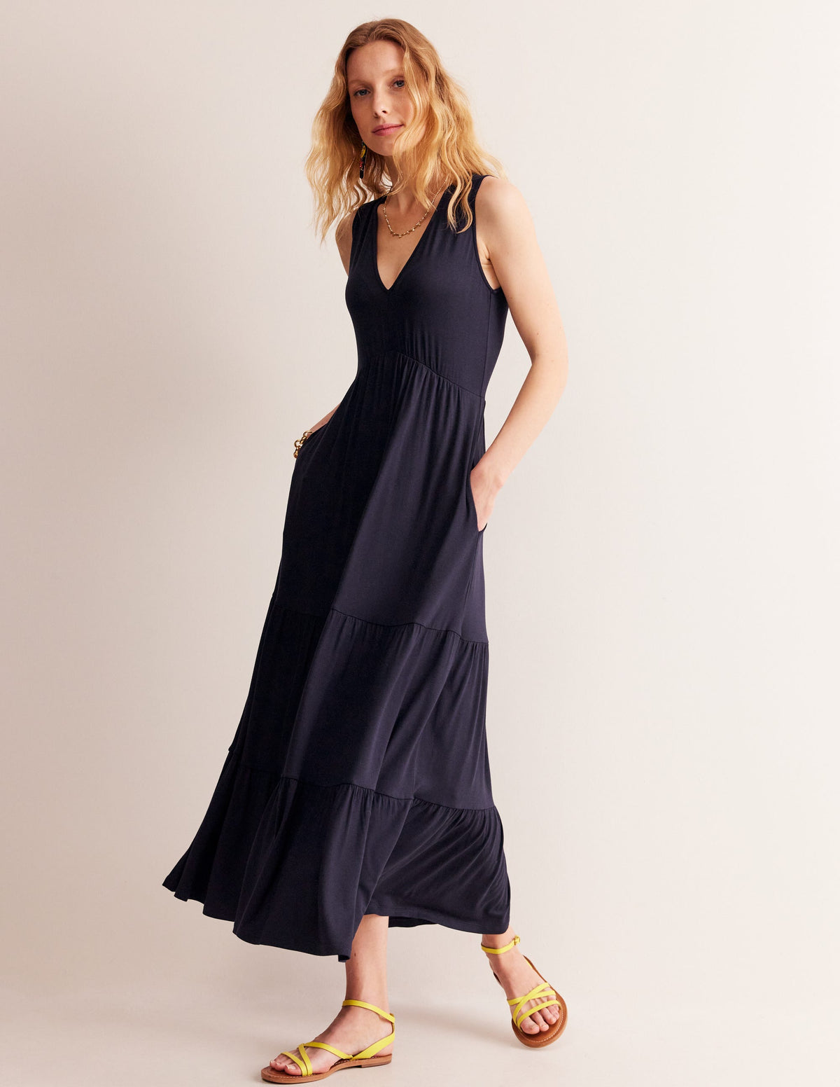Sylvia Maxi-Stufenkleid aus Jersey-Aqua Marine Marl - Image 4