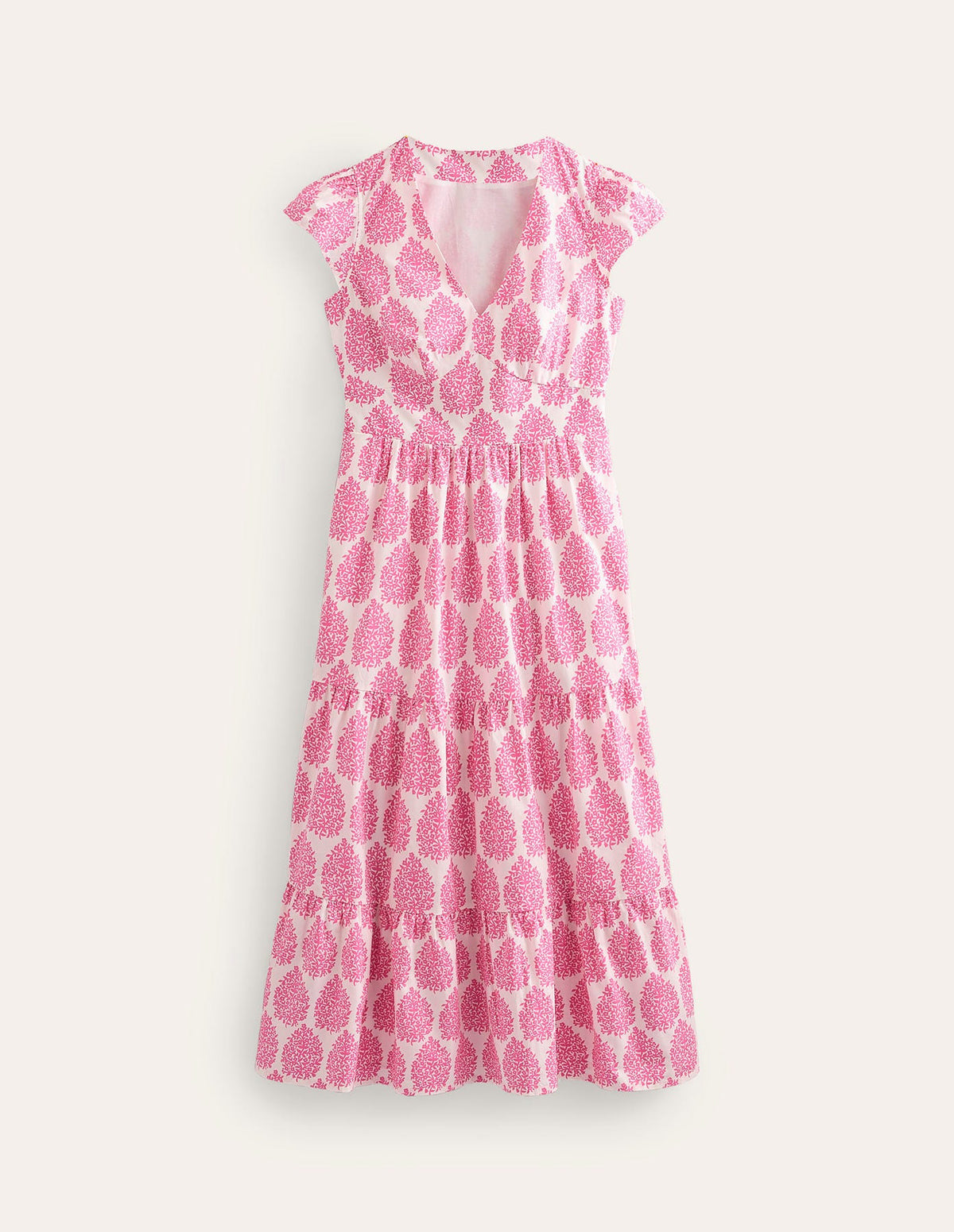 May Midi-Teekleid aus Baumwolle-Sangria Sunset Pink, Blütenblatt - Image 6