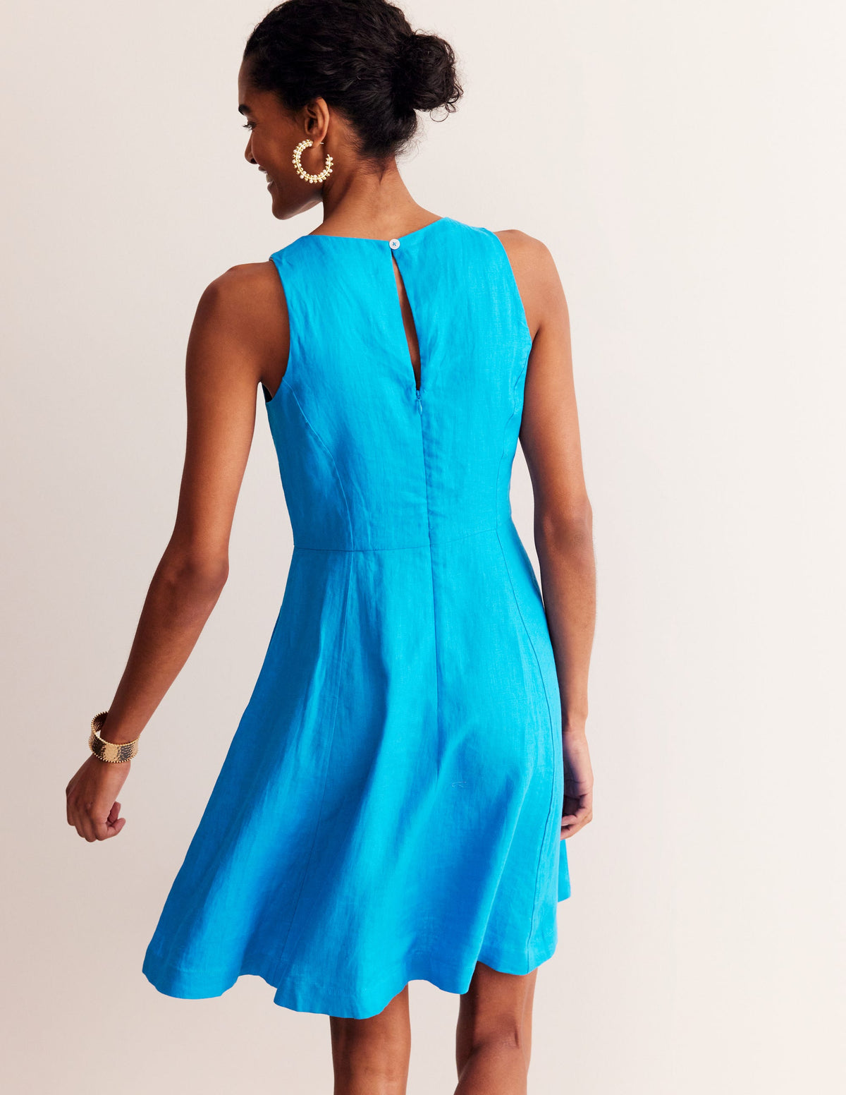 Carla Kurzes Leinenkleid-Blitzblau - Image 3