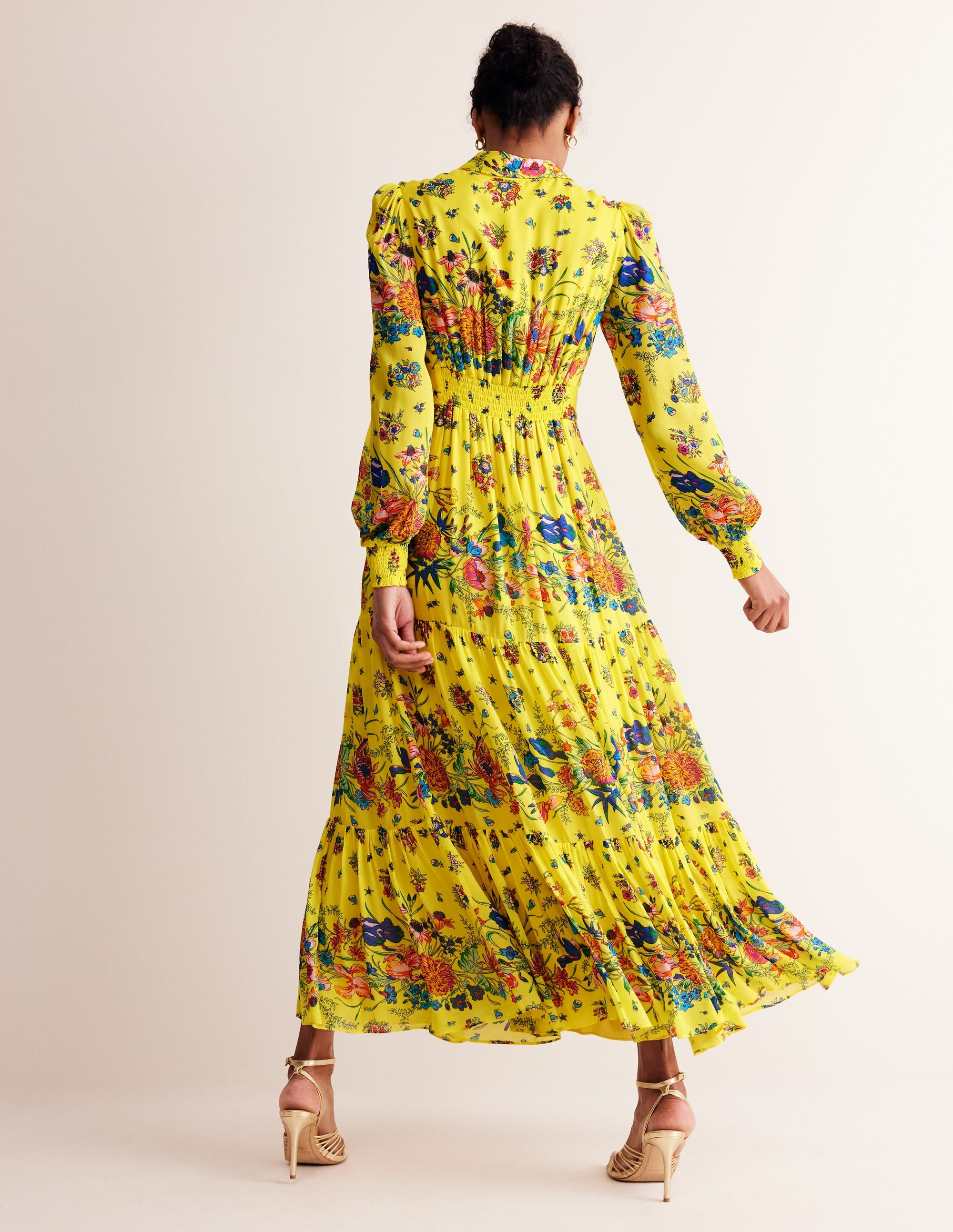 Maxi-Hemdblusenkleid für besondere Anlässe-Lebendiges Gelb, Gardenienblüte - Image 3