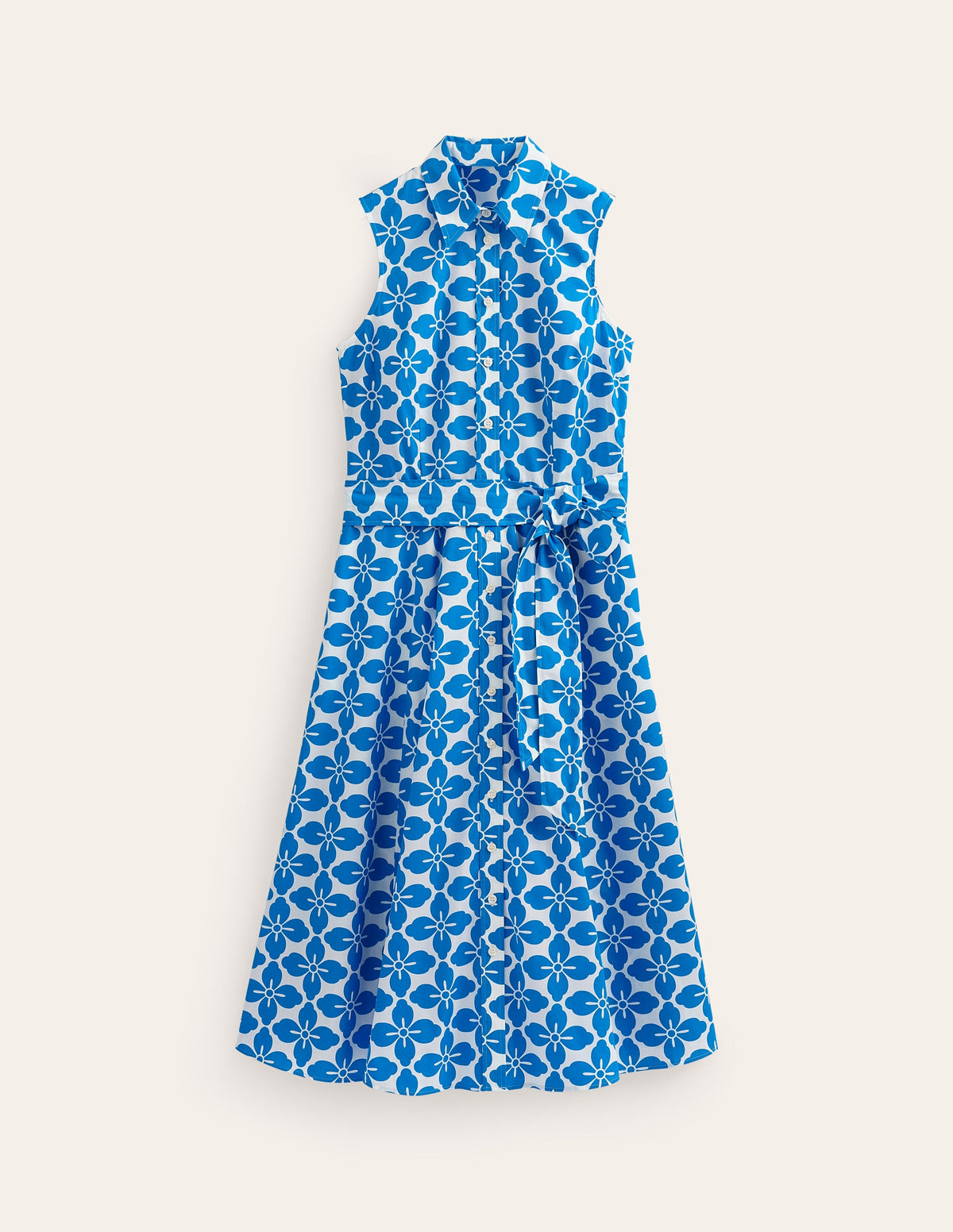 Amy Ärmelloses Hemdblusenkleid-Indigofink, Blumenmuster Kachel - Image 5