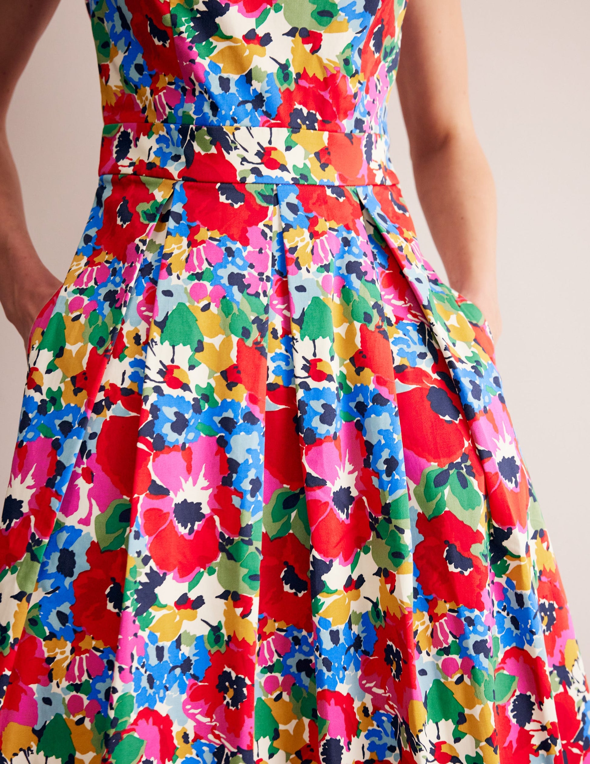 Ärmelloses Midi-Faltenkleid-Bunt, Wilder Mohn groß-2