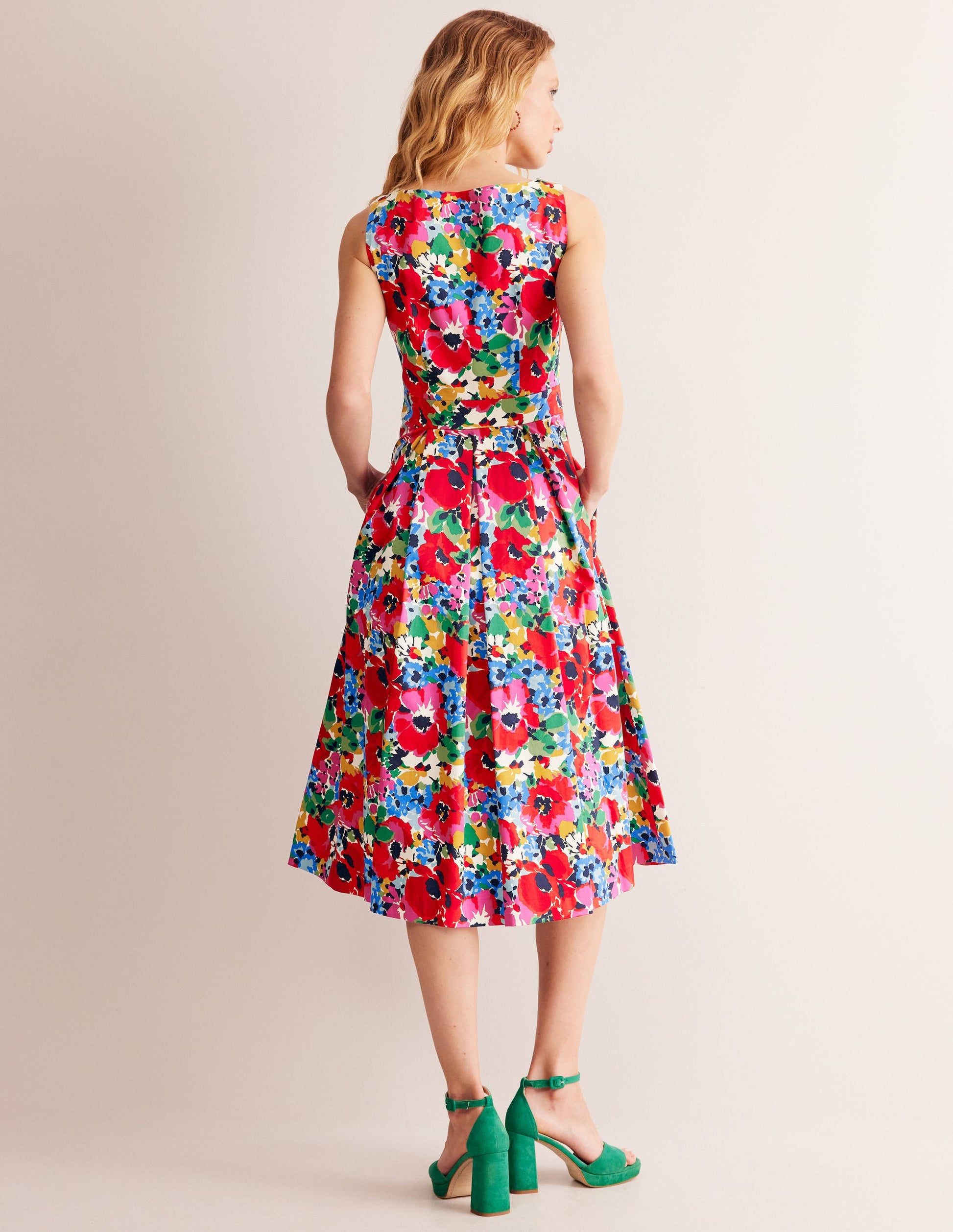 Ärmelloses Midi-Faltenkleid-Bunt, Wilder Mohn groß-3