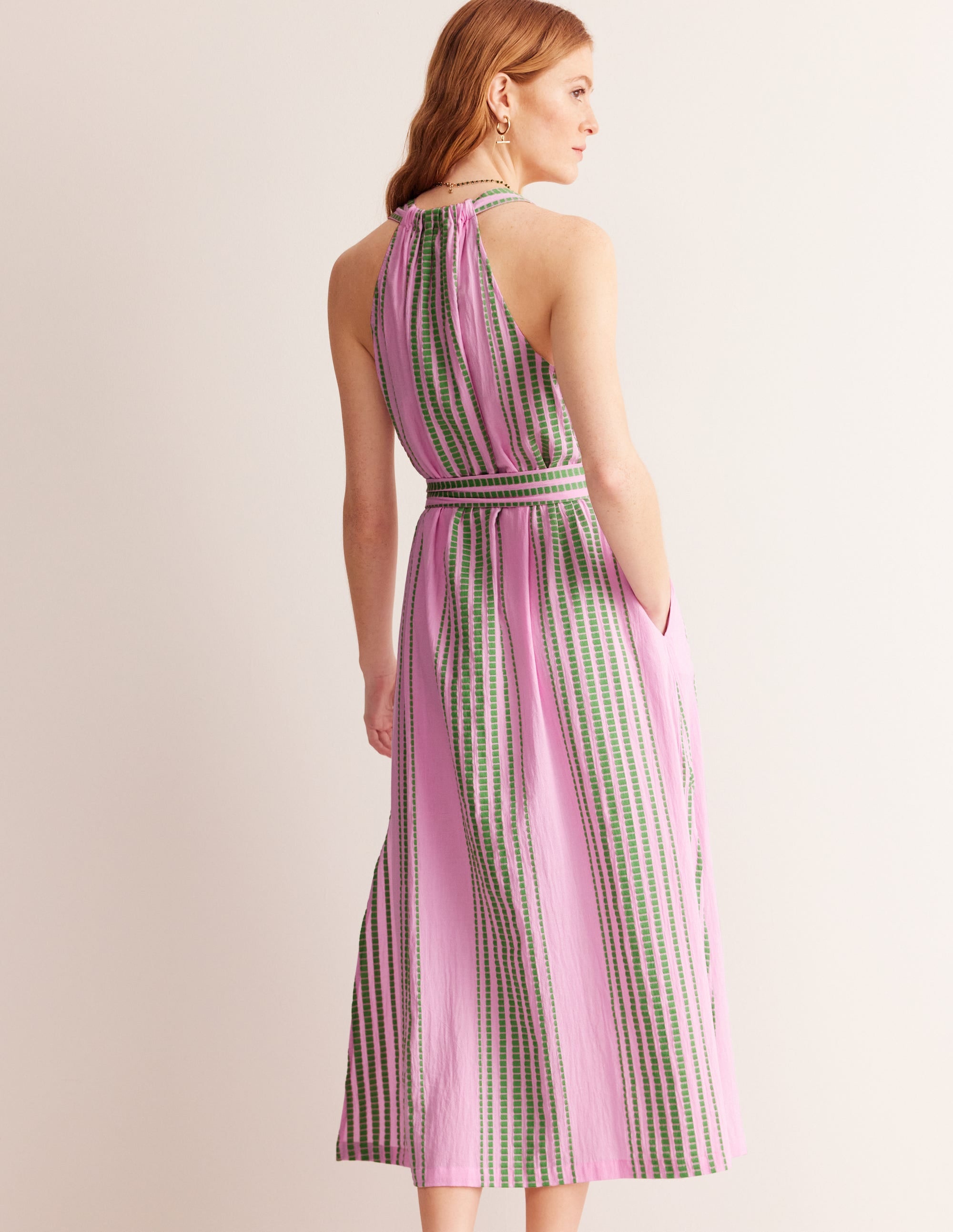 Jacquard-Strandkleid-Grün und Rosa Jacquard - Image 3