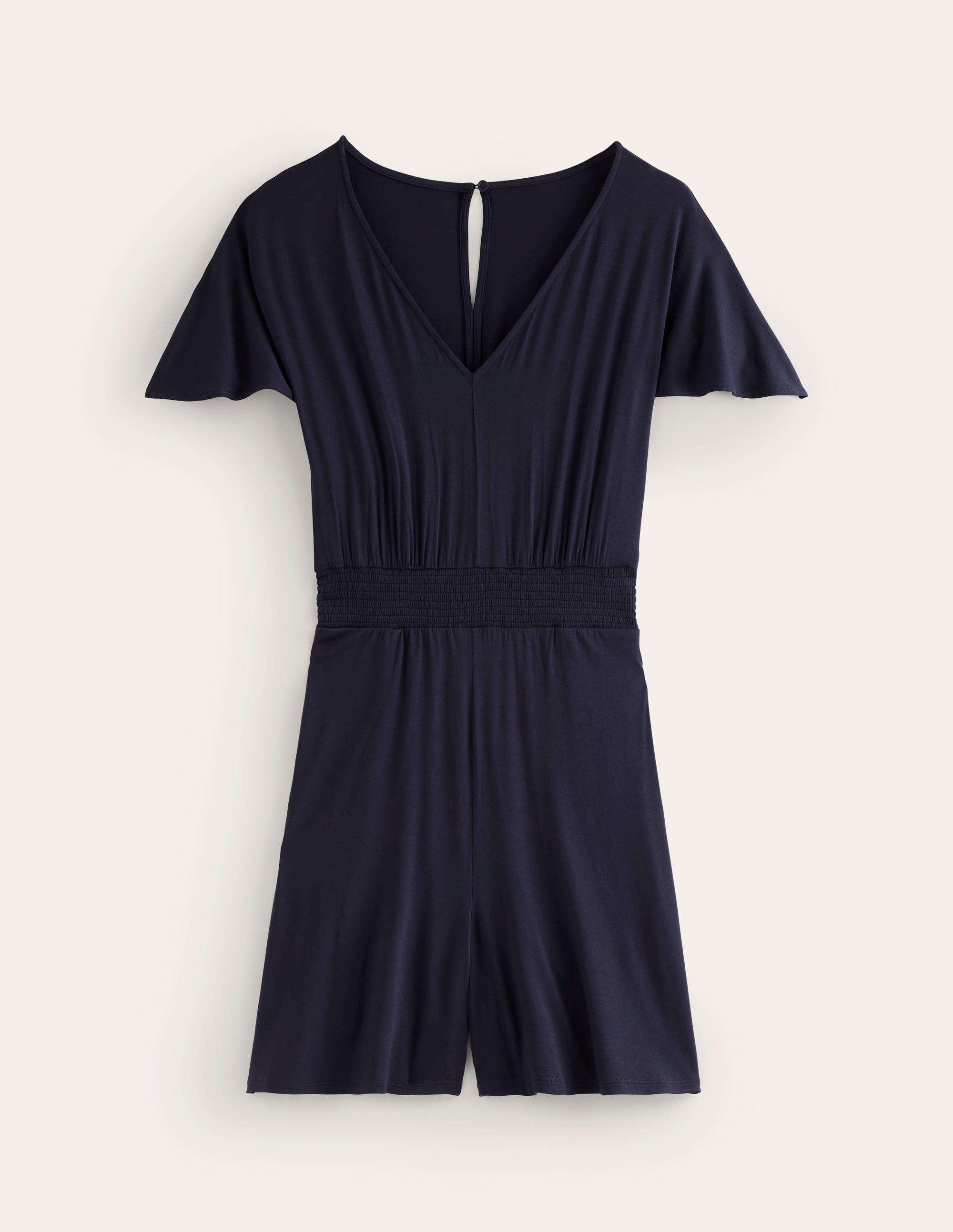 Gesmokter Playsuit aus Jersey-Aqua Marine Marl - Image 5