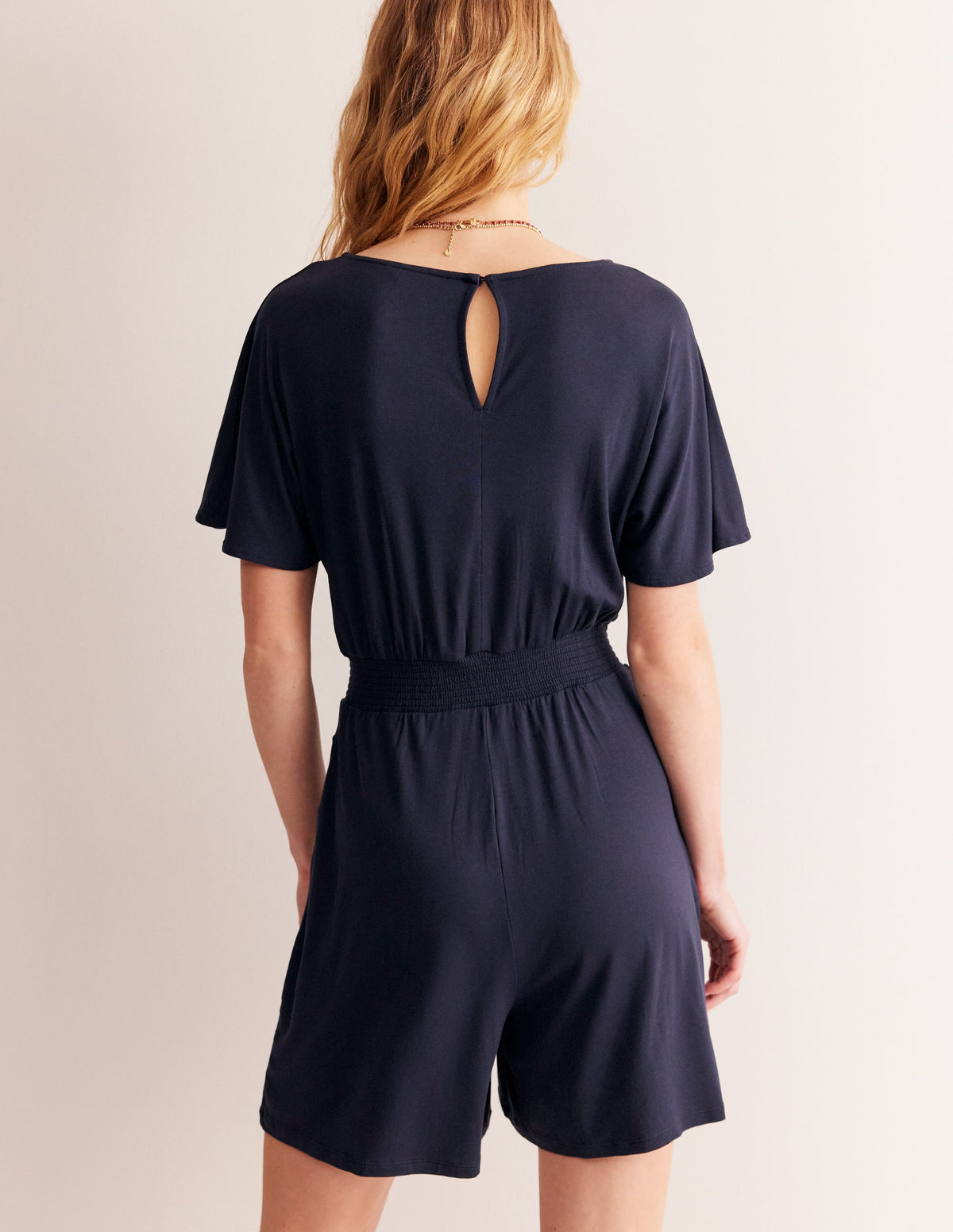Gesmokter Playsuit aus Jersey-Aqua Marine Marl - Image 3