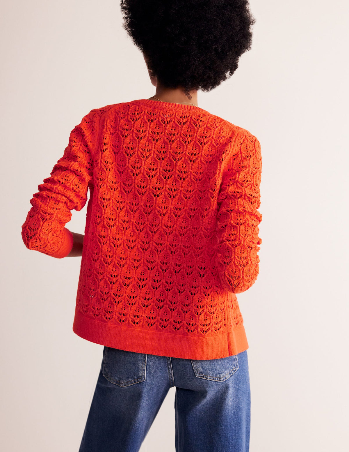 Gilet crocheté en maille-Orange mandarine - Image 3