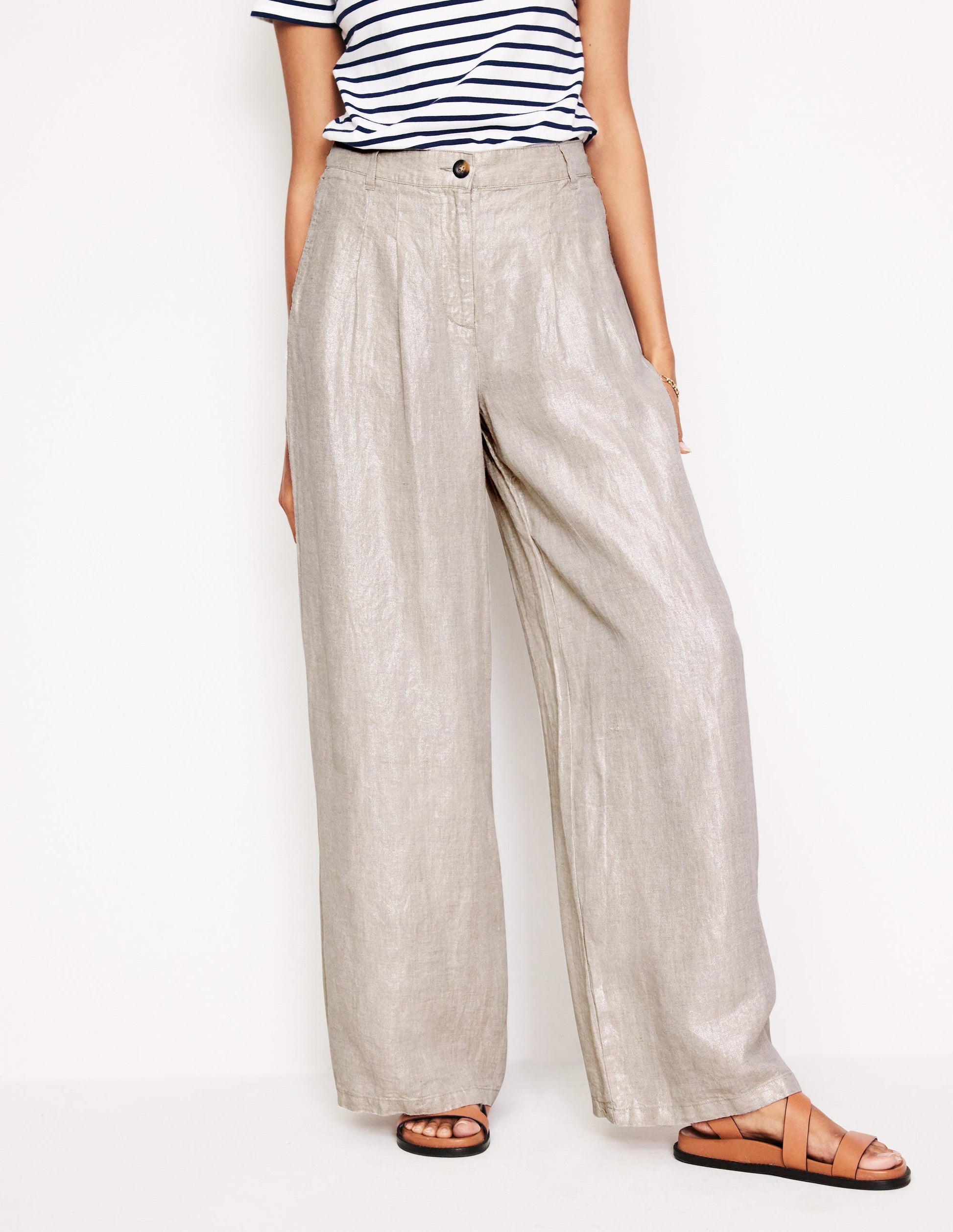 Regent Plissierte Leinenhose-Black-4