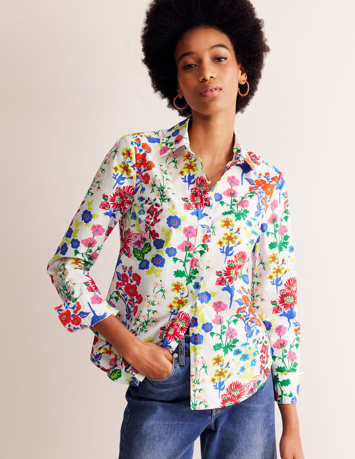 Sienna Cotton Shirt-Multi, Wildflower Cluster - Image 1
