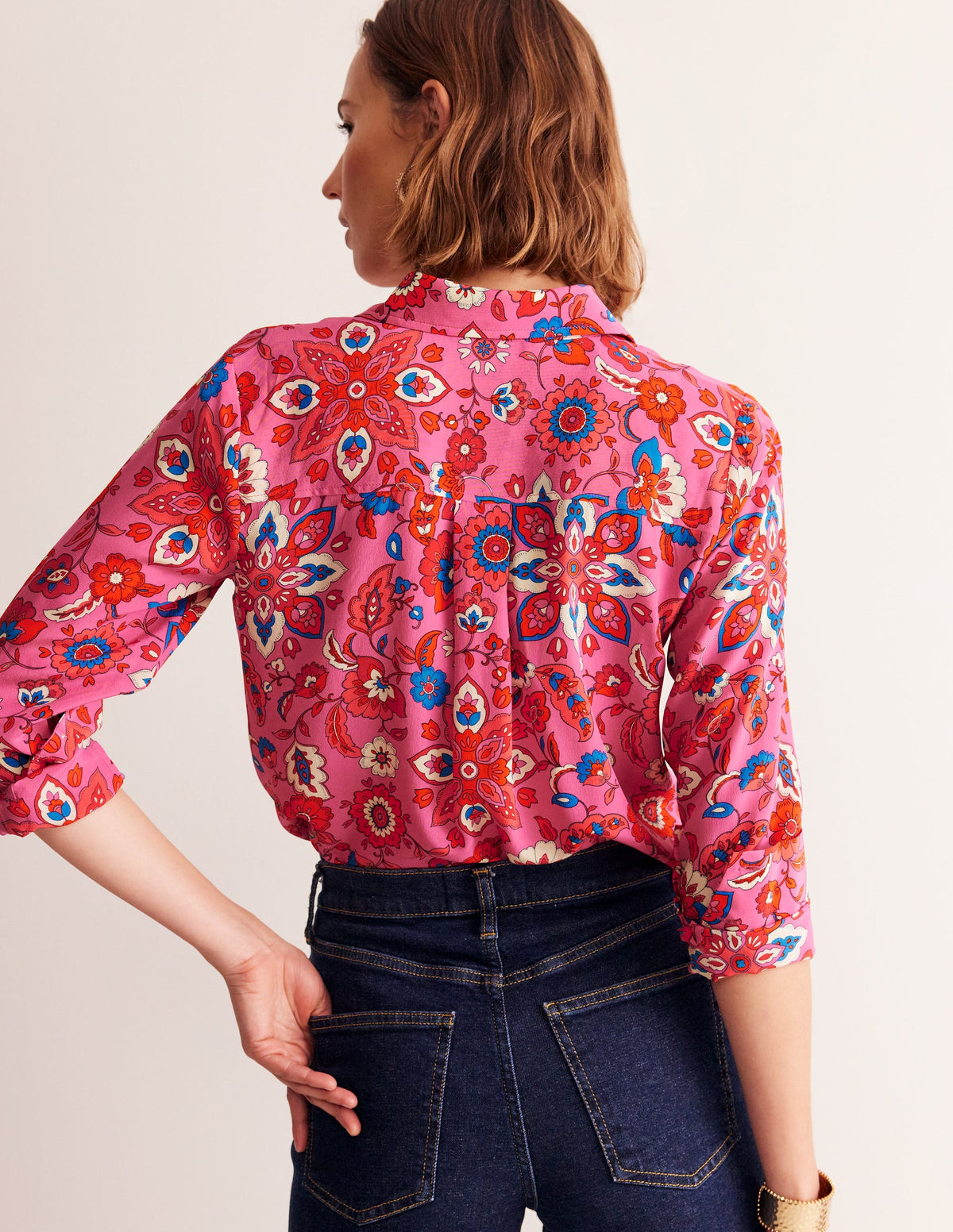 Sienna Seidenhemd-Rosa, Botanisch Welle-3