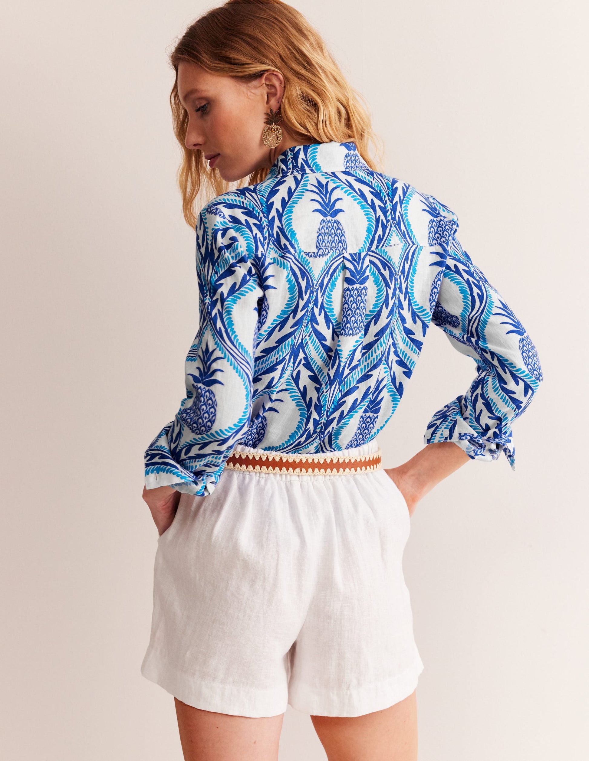 Sienna Leinenhemd-Surf The Web, Ananas Welle-3