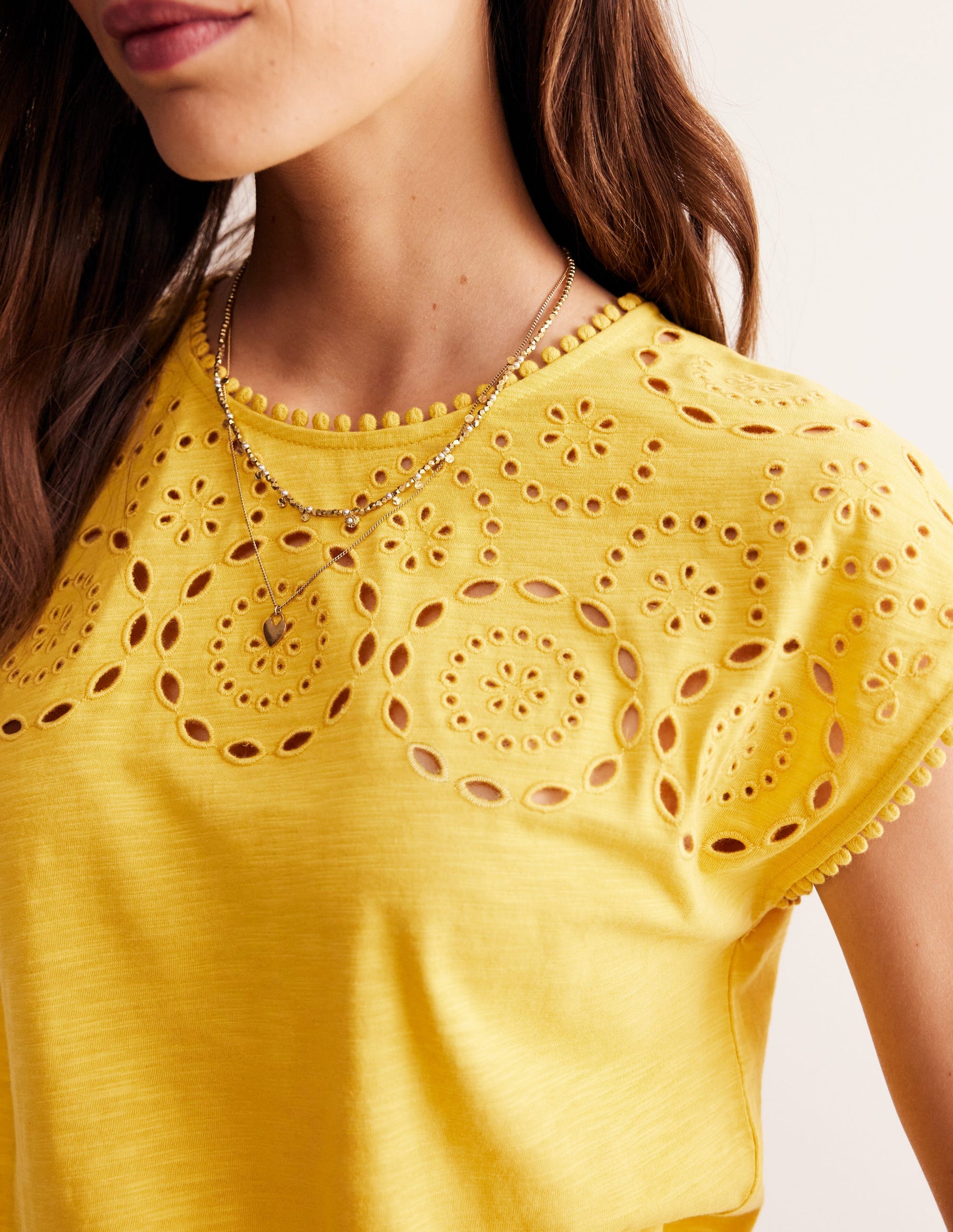 Sasha T-Shirt mit Stickerei-Ceylon Gelb-2