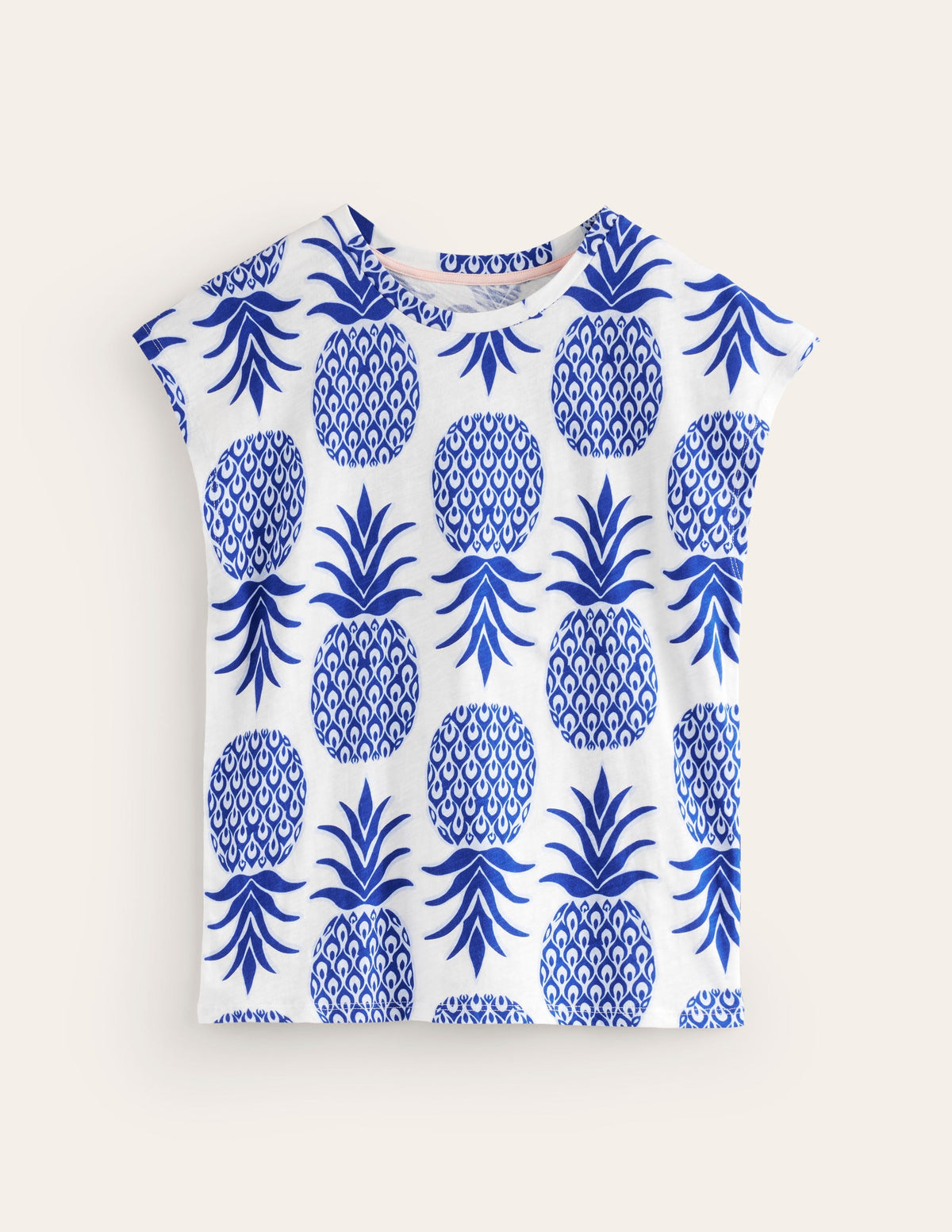 Louisa Flammgarn-T-Shirt mit Druck-Surf The Web, Ananas Knallig-5