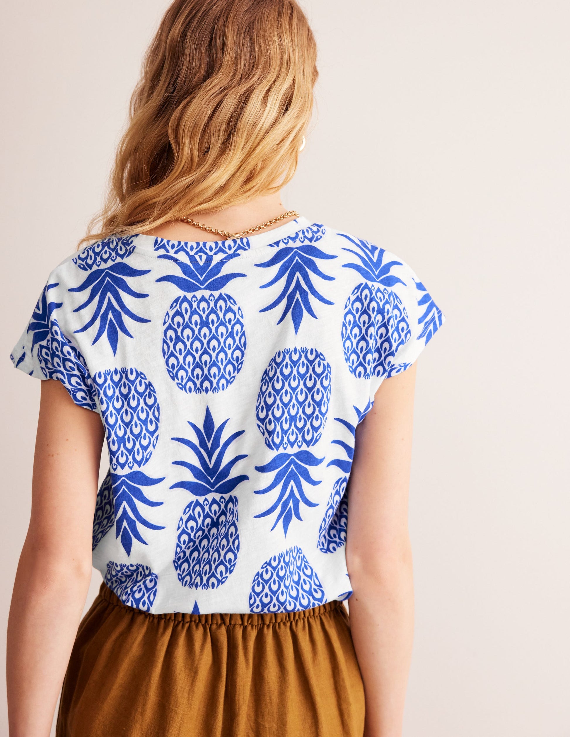 Louisa Flammgarn-T-Shirt mit Druck-Surf The Web, Ananas Knallig-3
