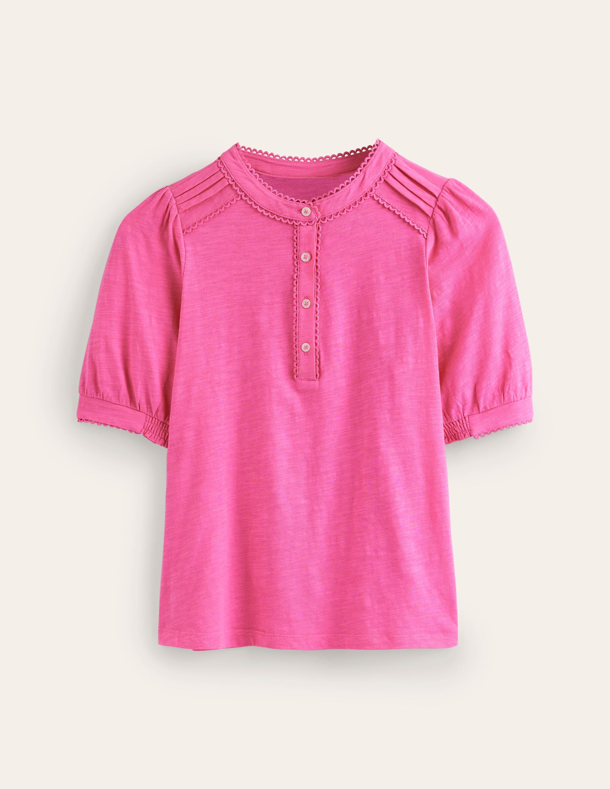 Henley-Shirt mit Biesen und Puffärmeln-Pink - Image 5