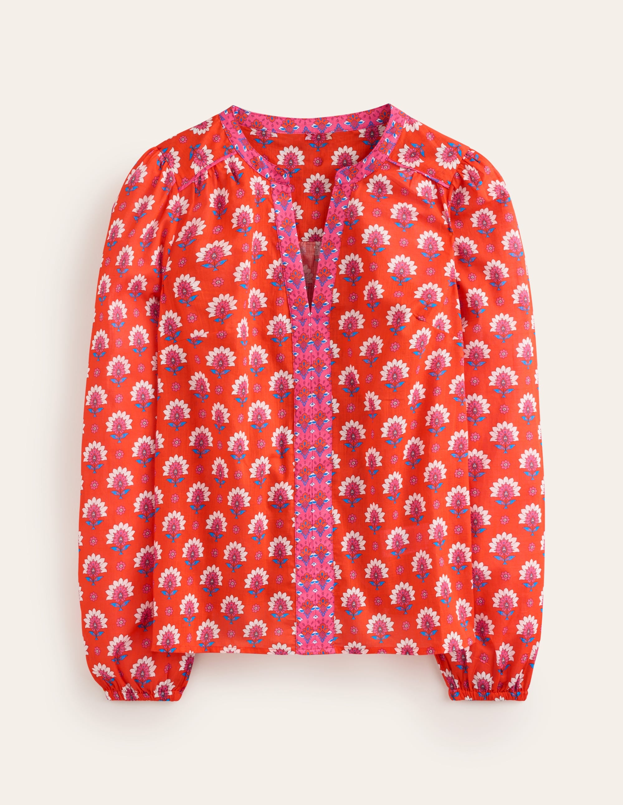 Top imprimé en coton-Rouge mandarine, motif Passion Geo - Image 5