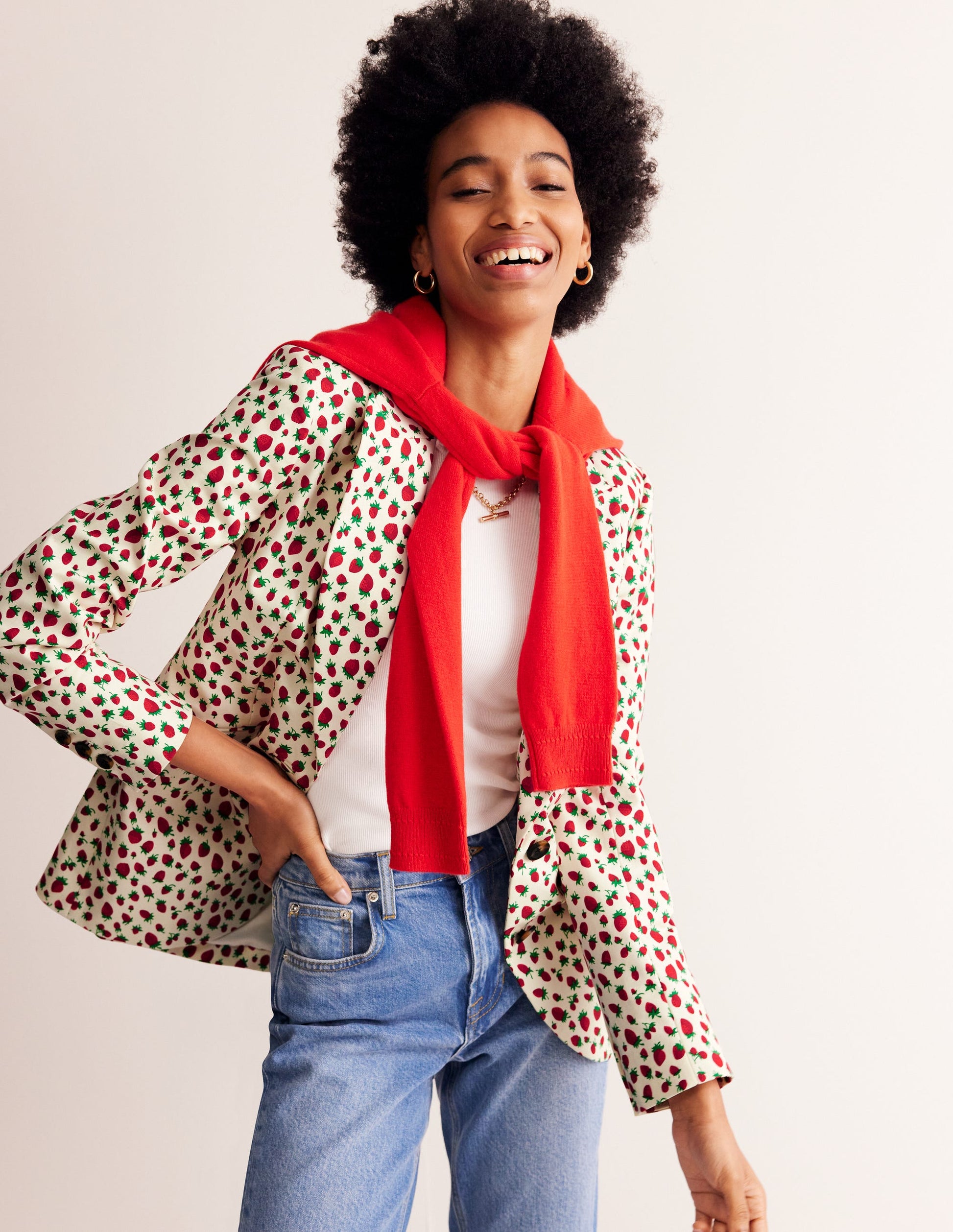 Marylebone Satin-Blazer-Bunt Erdbeere Wein-1