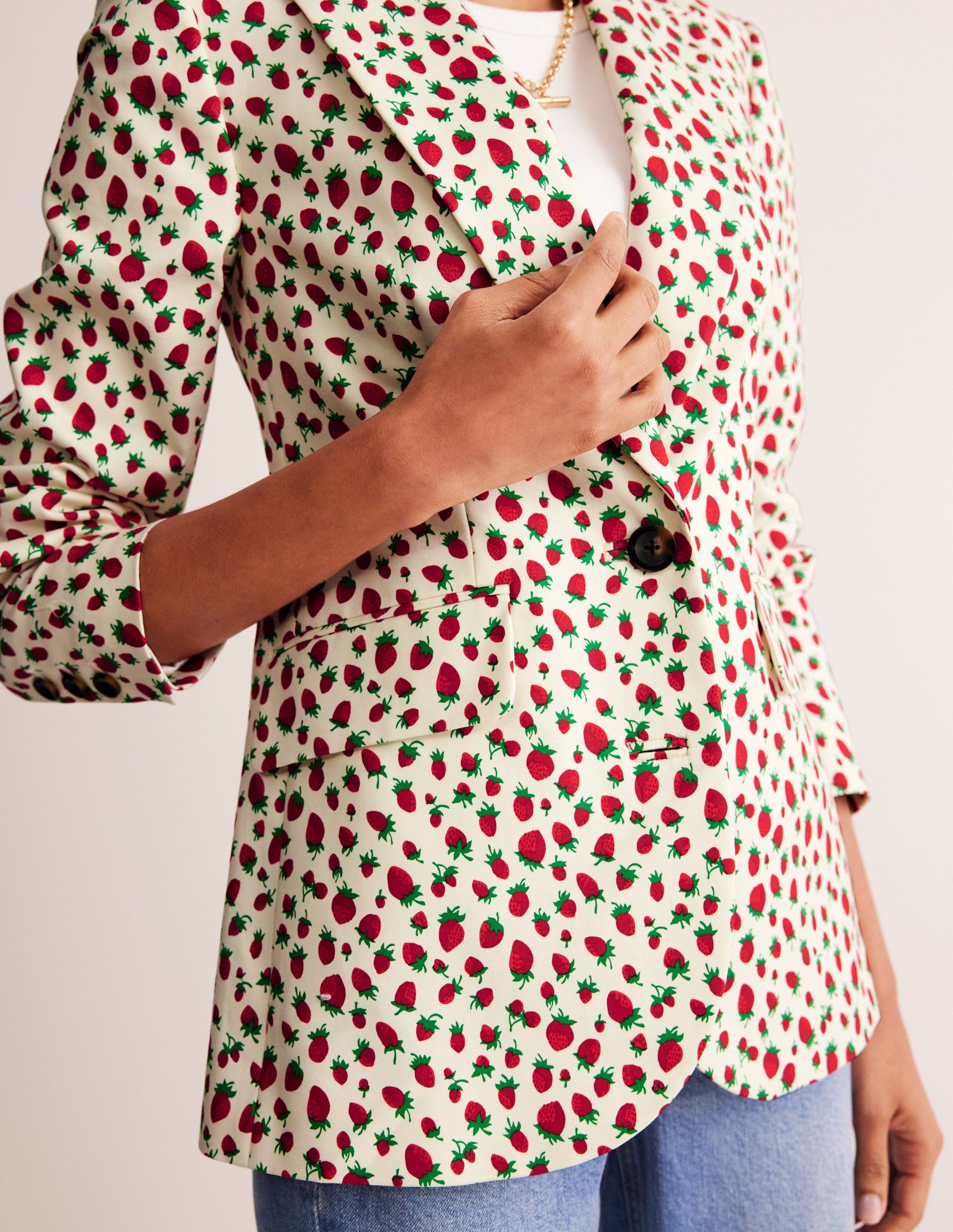 Marylebone Satin-Blazer-Bunt Erdbeere Wein-2