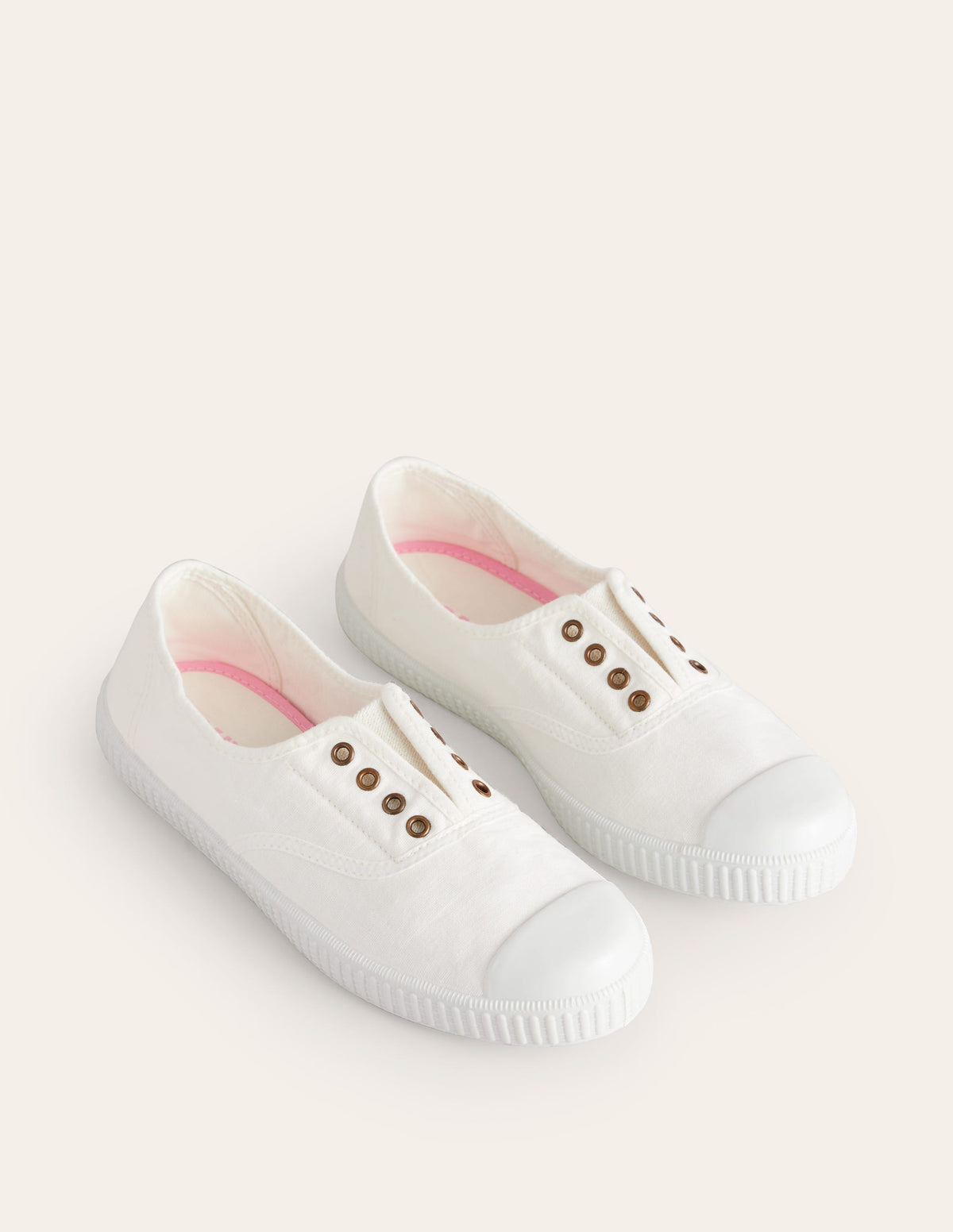 Canvas-Turnschuhe ohne Schnürung-Ivory and Navy Spot - Image 3