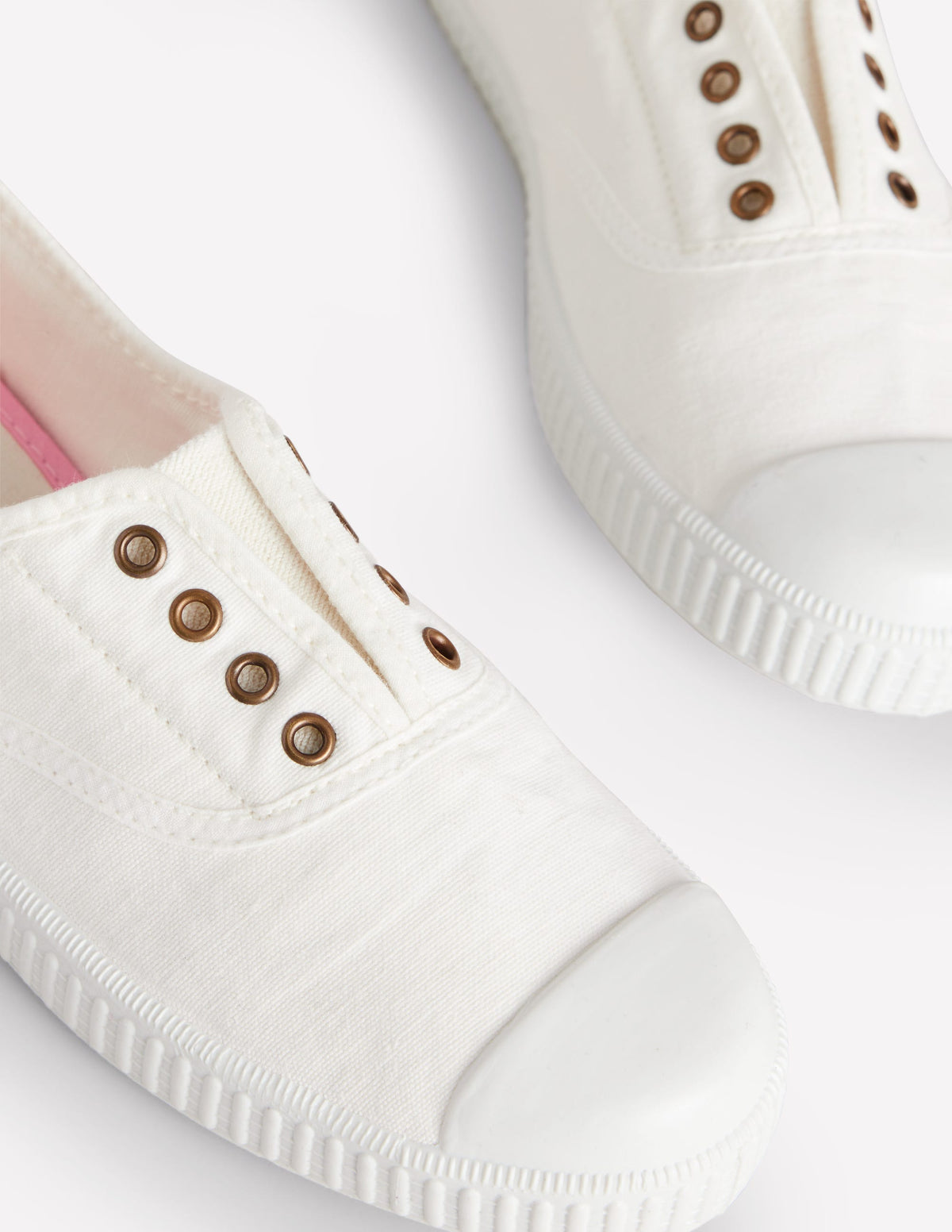 Canvas-Turnschuhe ohne Schnürung-Ivory and Navy Spot - Image 4