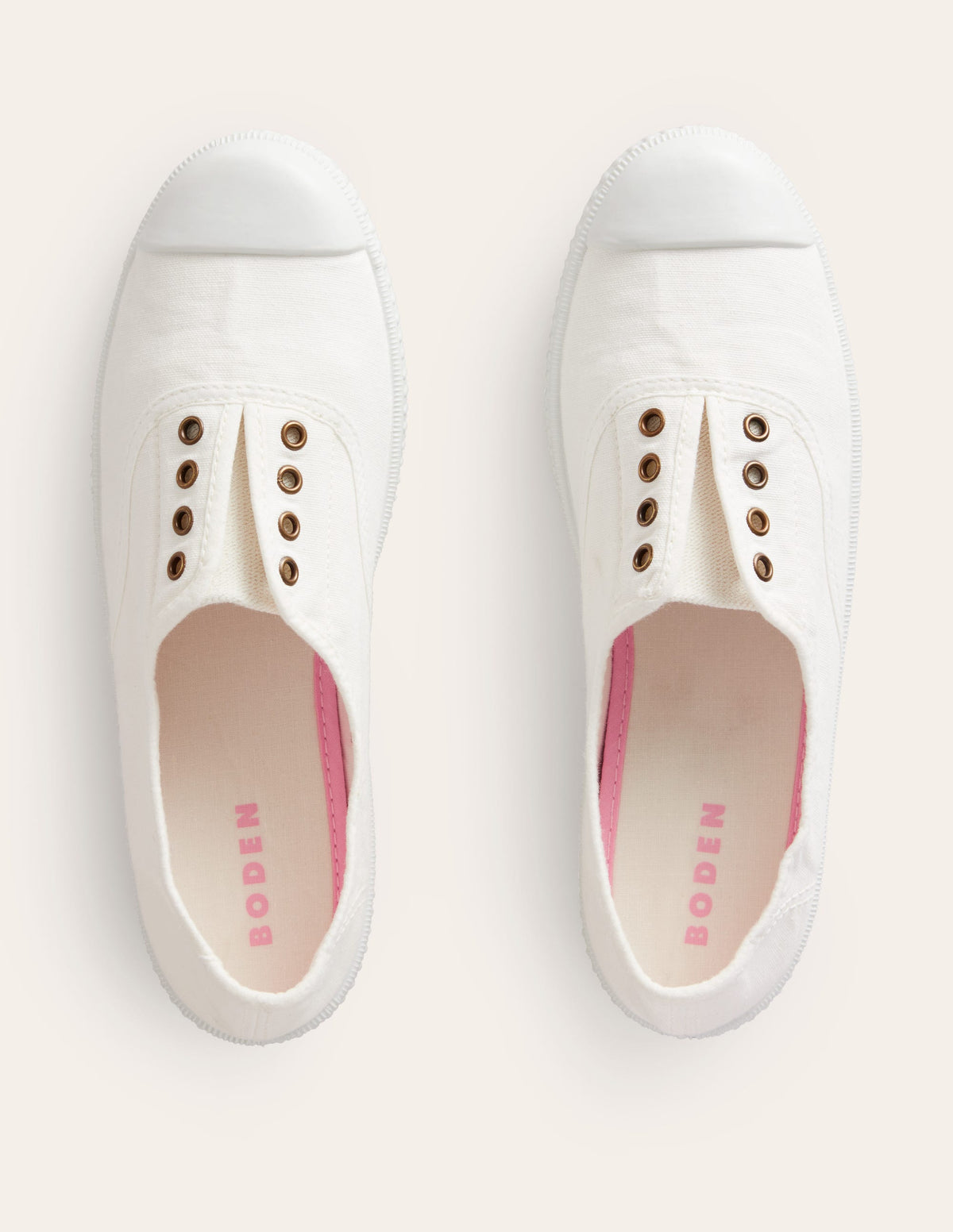 Canvas-Turnschuhe ohne Schnürung-Ivory and Navy Spot - Image 5