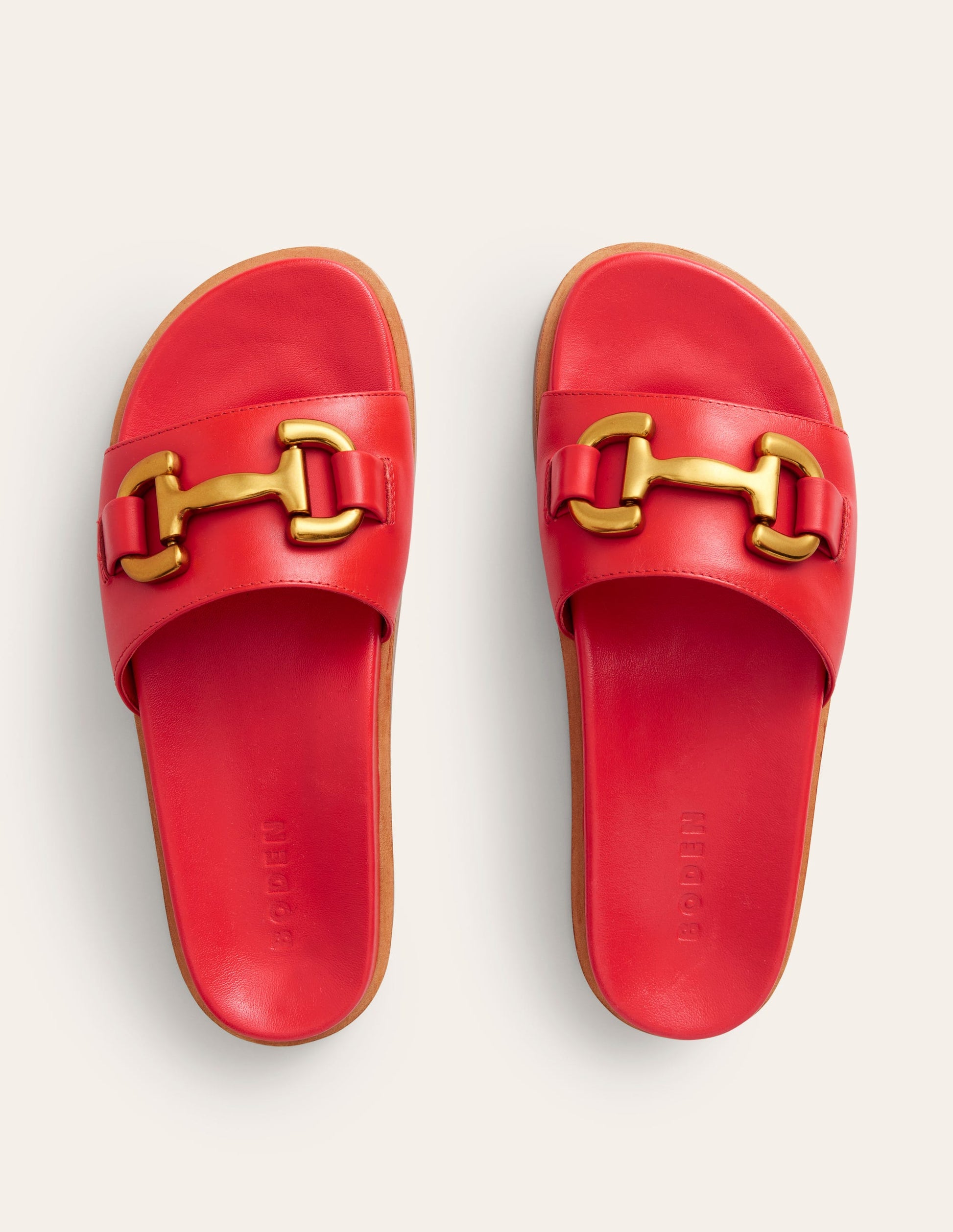 Iris Pantoletten mit Trensendetail-Rotes Leder-5