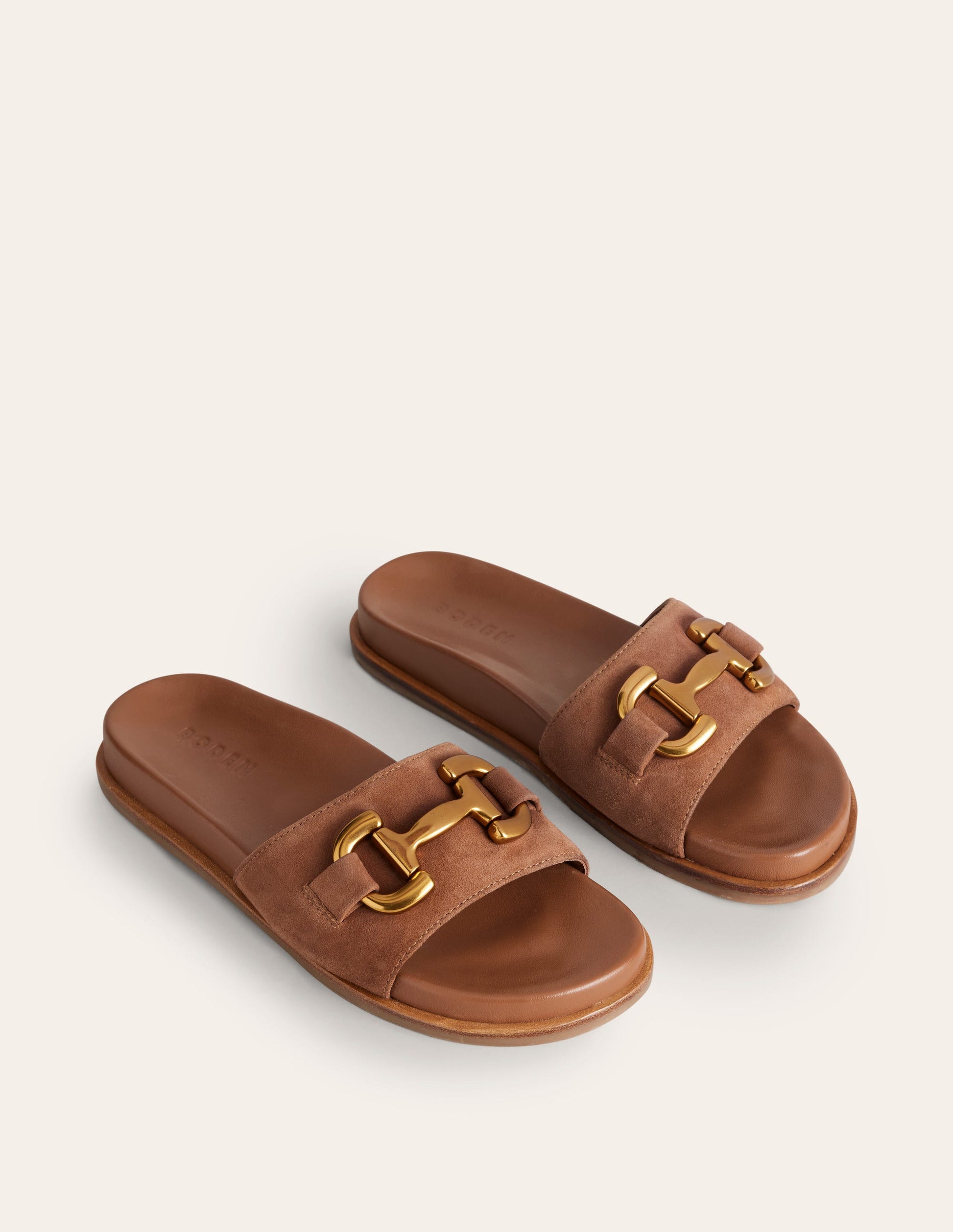 Iris Snaffle Slider Sandals-Tan Suede/ Leather-3