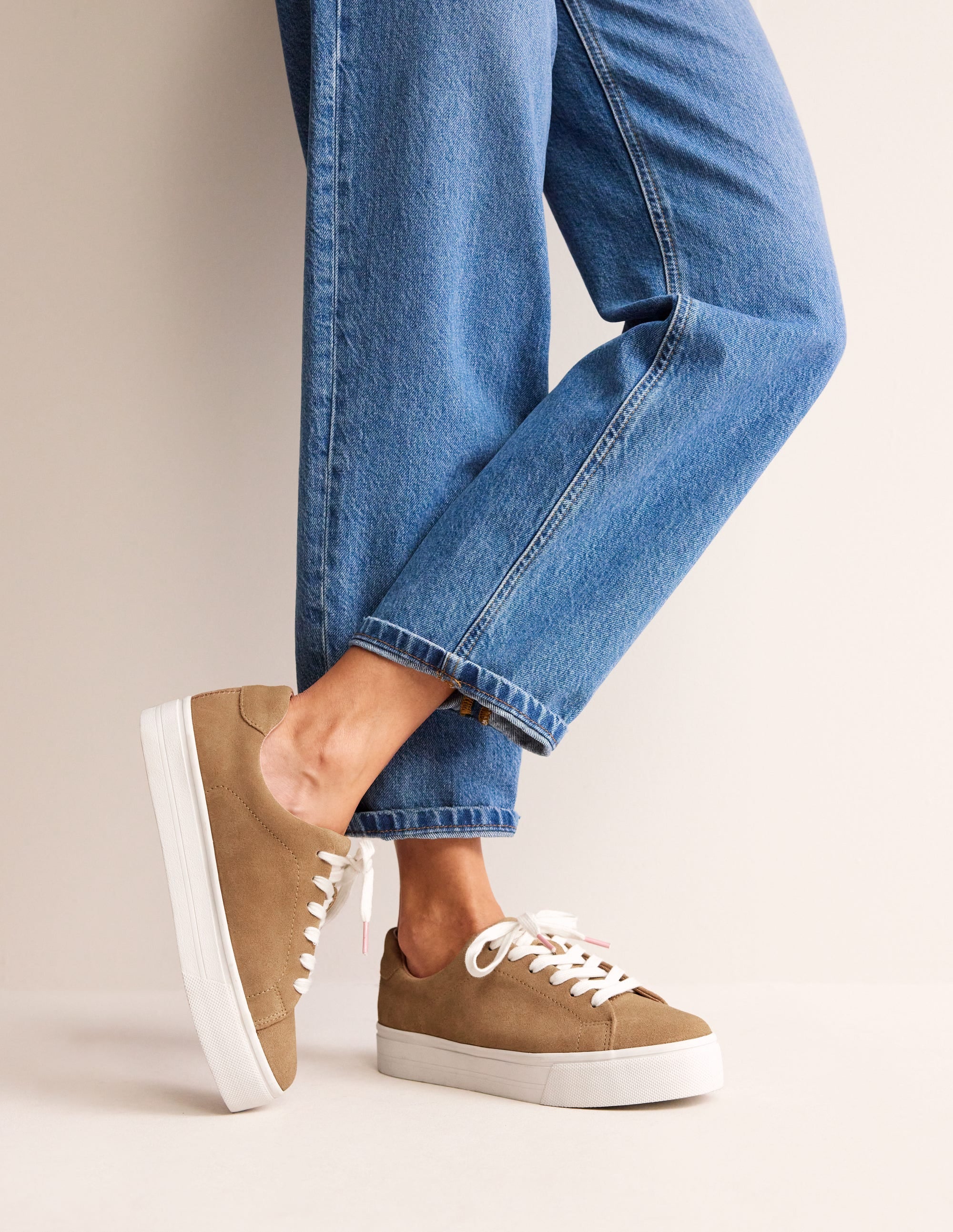 Flatform Trainers-Tan Suede - Image 1