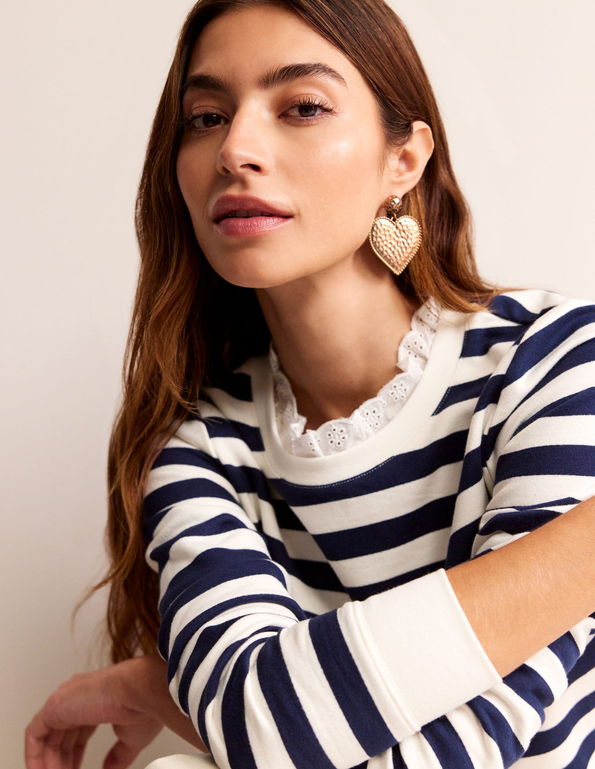 Boucles d'oreilles en forme de cœur-Doré-1