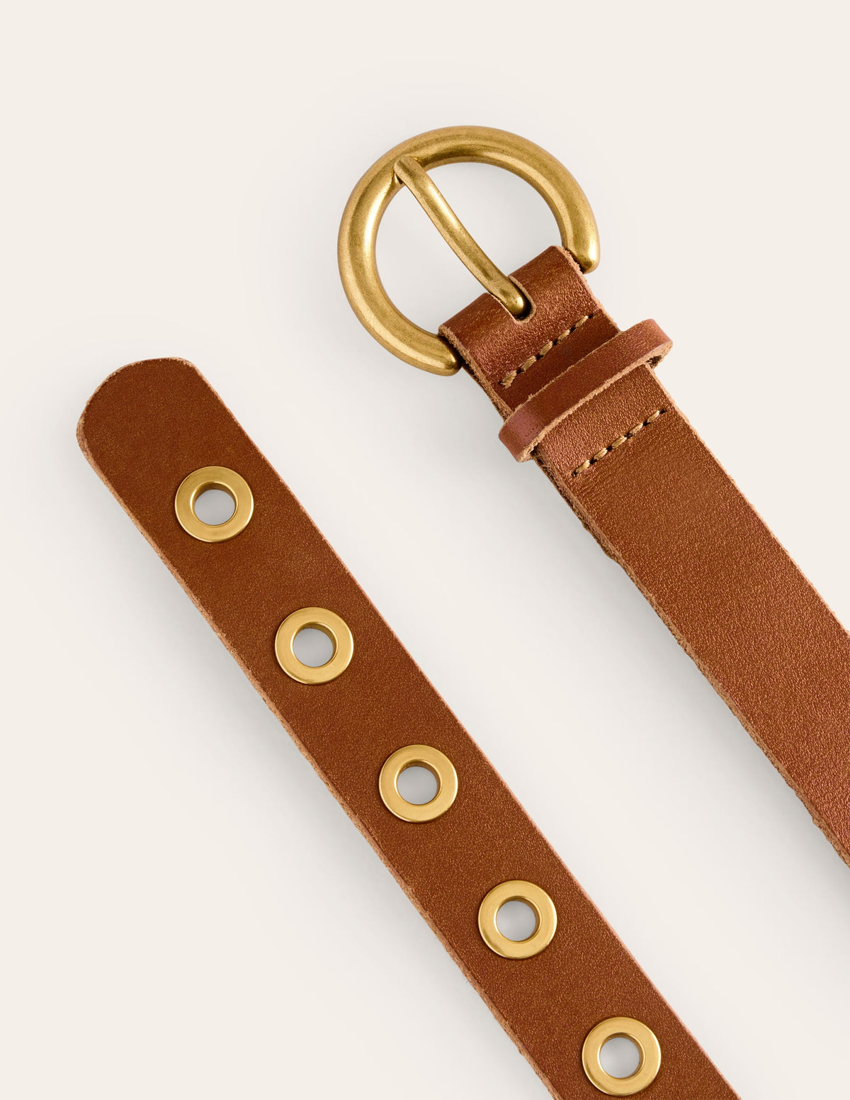Ceinture en cuir à œillets-Fauve-3