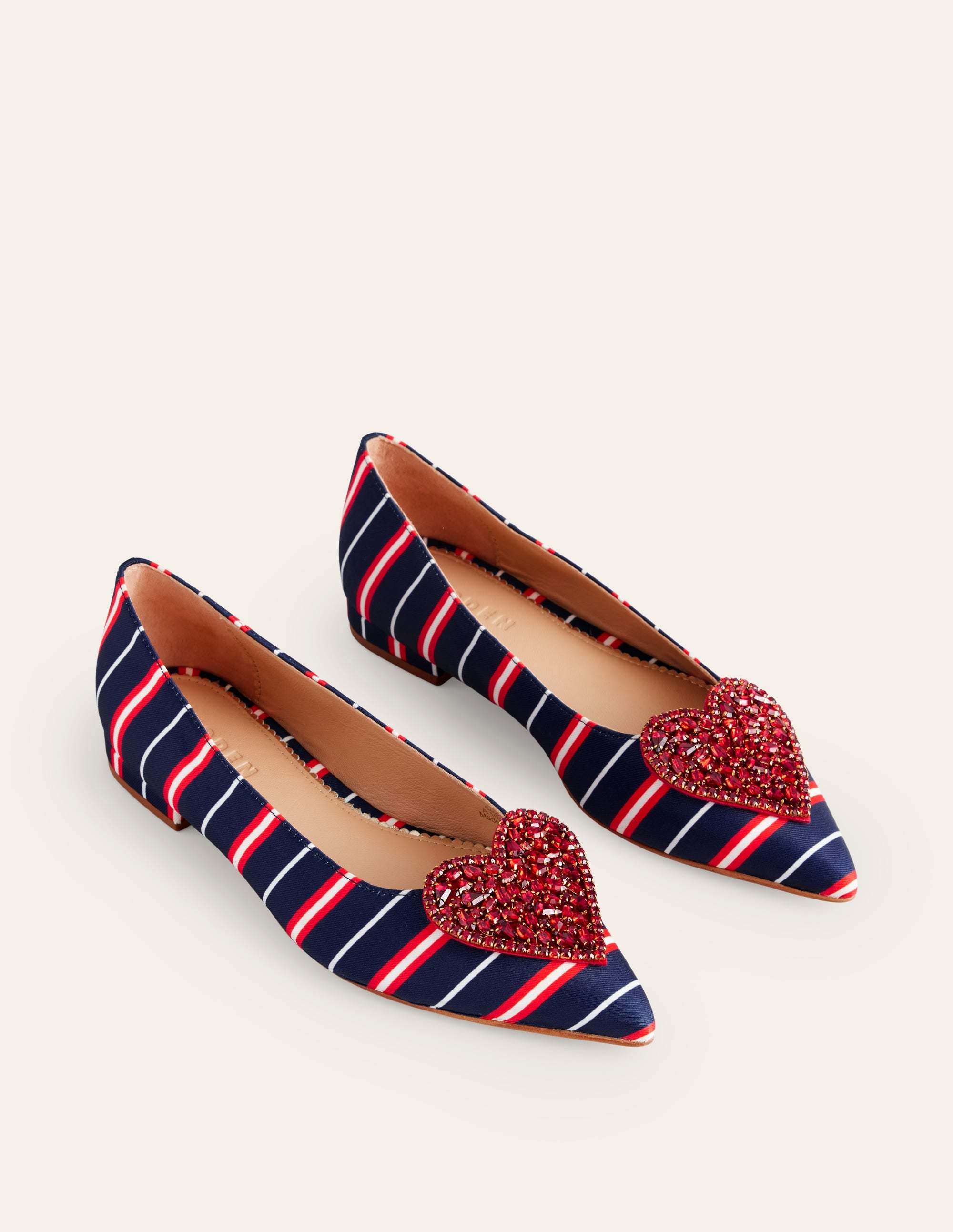 Ballerines à bout pointu et cœur-Rayé bleu marine - Image 3