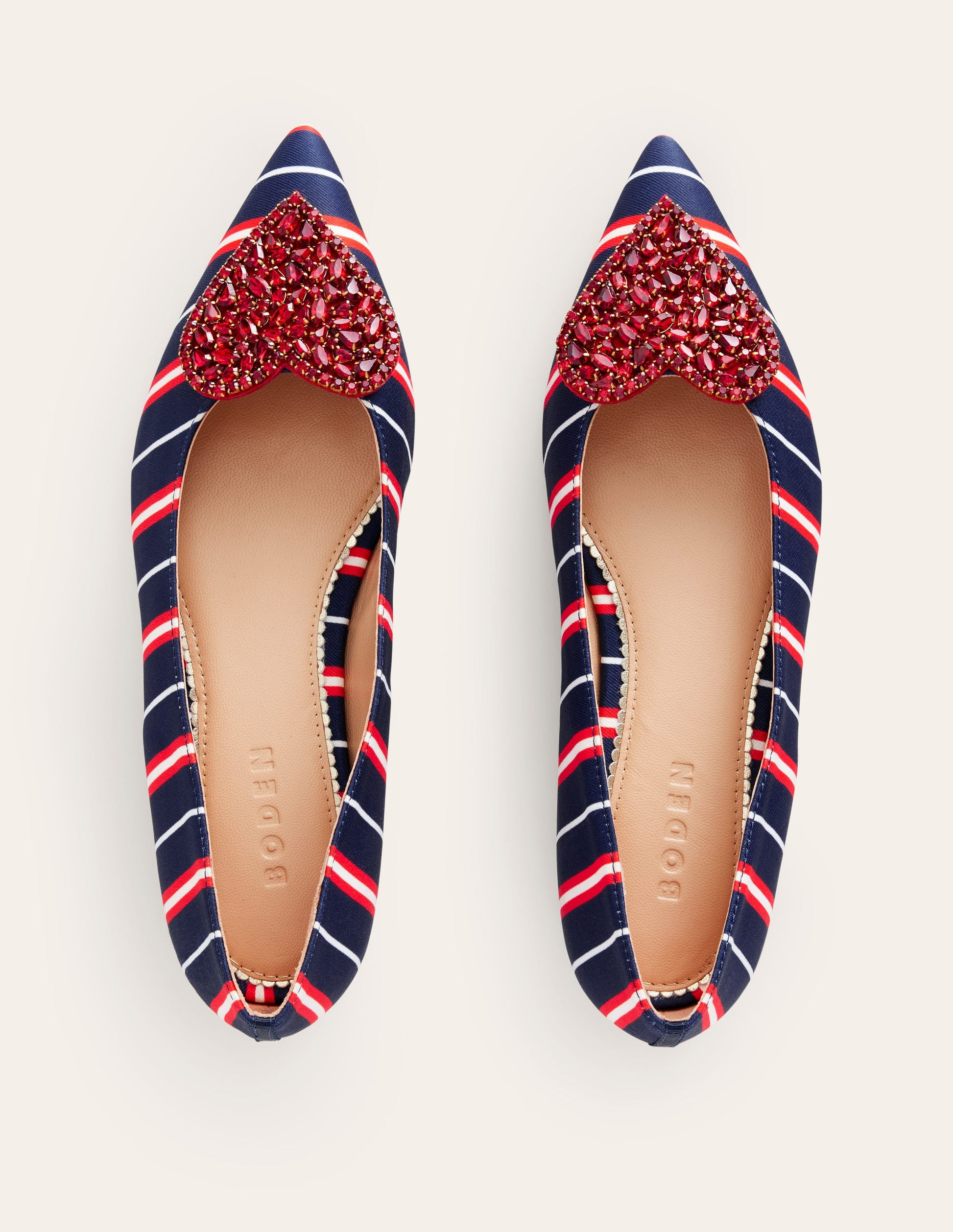 Ballerines à bout pointu et cœur-Rayé bleu marine-5