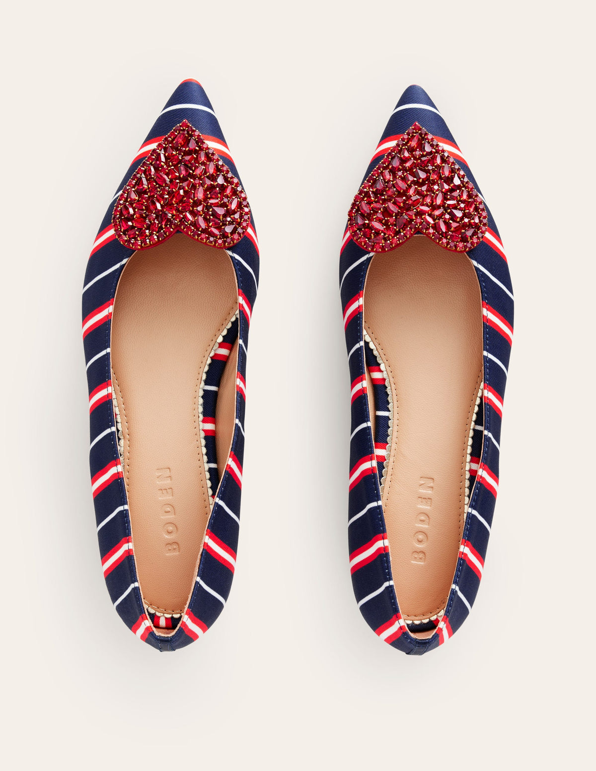 Ballerines à bout pointu et cœur-Rayé bleu marine - Image 5