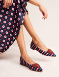 Ballerines à bout pointu et cœur-Rayé bleu marine