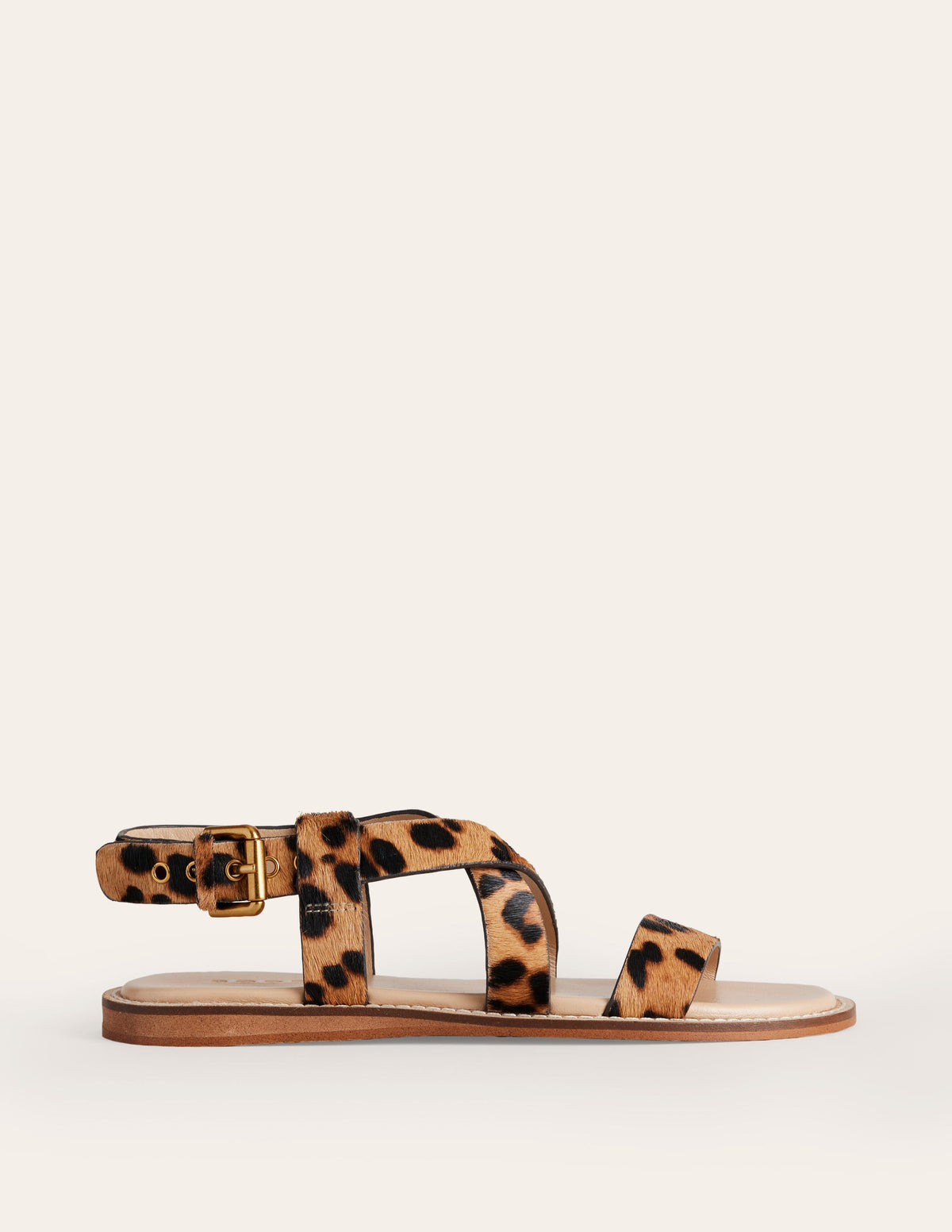 Flache Sandalen mit überkreuztem Riemen-Klassisches Leopardenmuster Ponyhaar-2